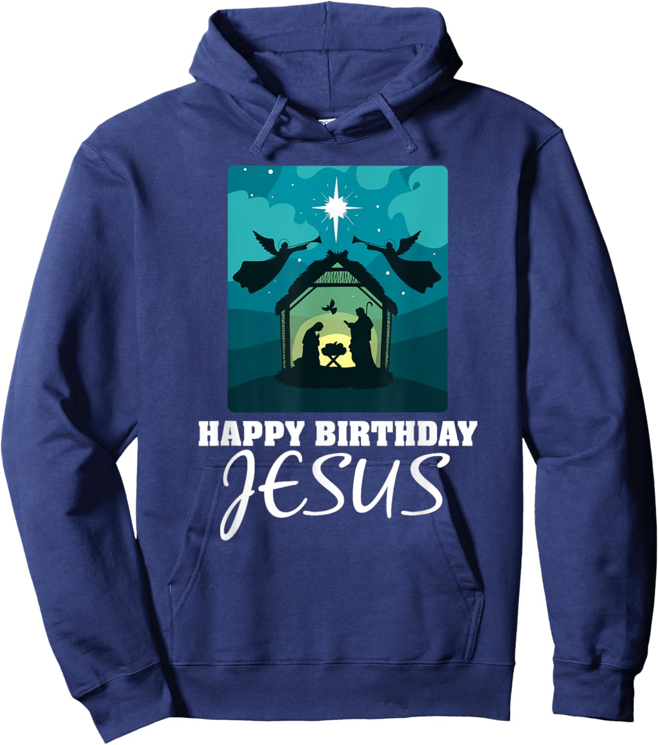 Happy Birthday Jesus - Christmas Advent Nativity Scene North Hoodie - Hoodie | Navy