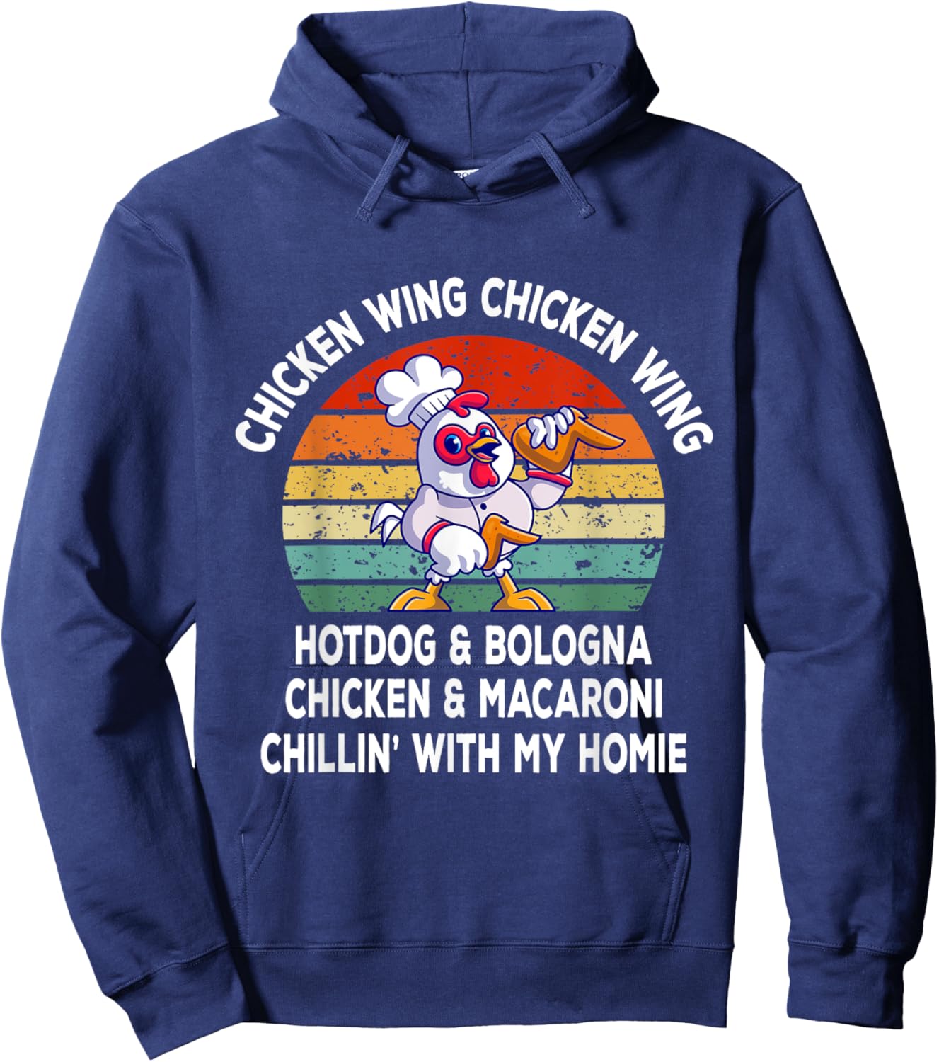 Chicken Wing Chicken Wing Hotdog and Bologna Funny Hoodie - Hoodie | Navy
