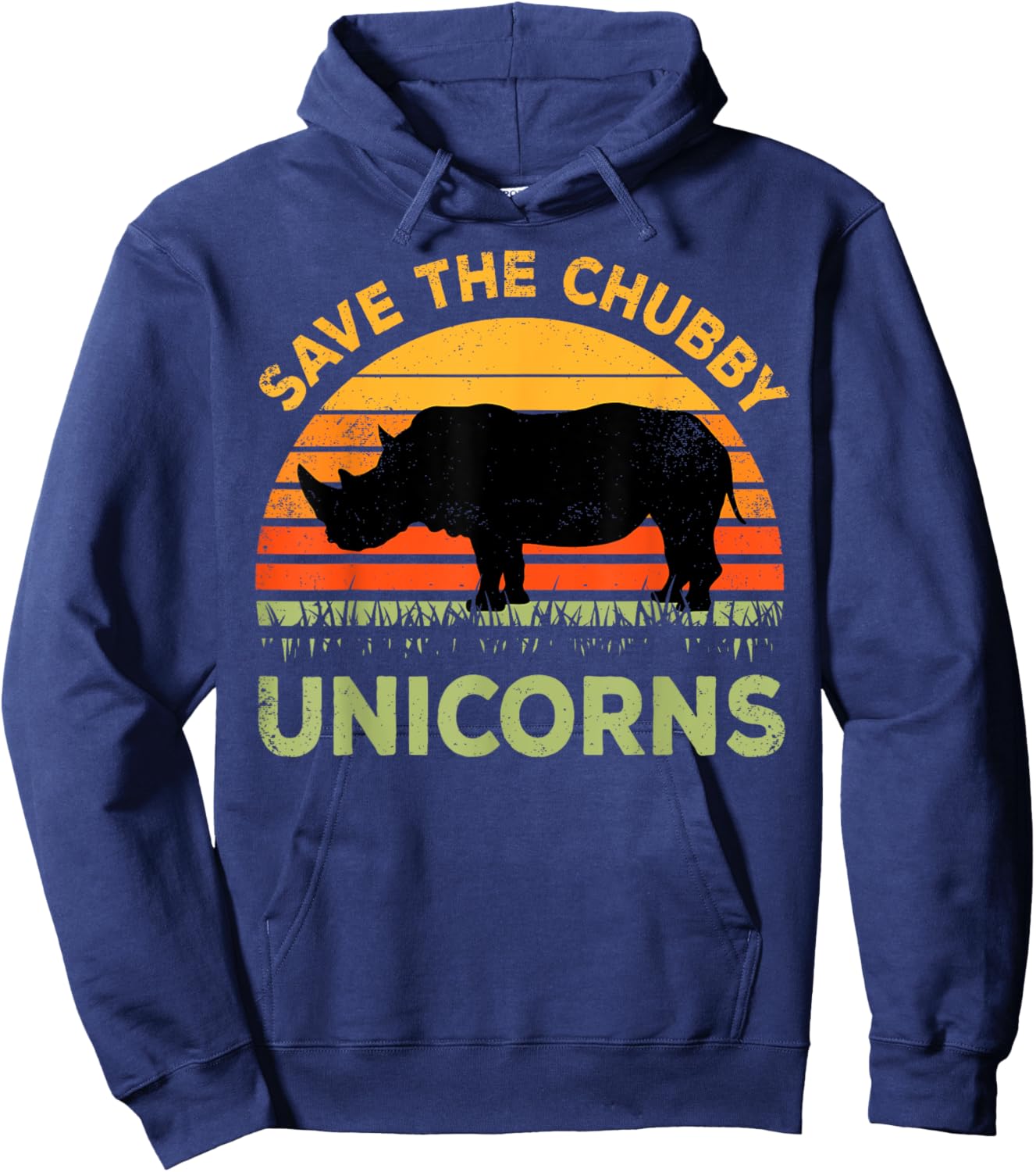 Save The Chubby Unicorns Rhino Rhinoceros African Animal Hoodie - Hoodie | Navy