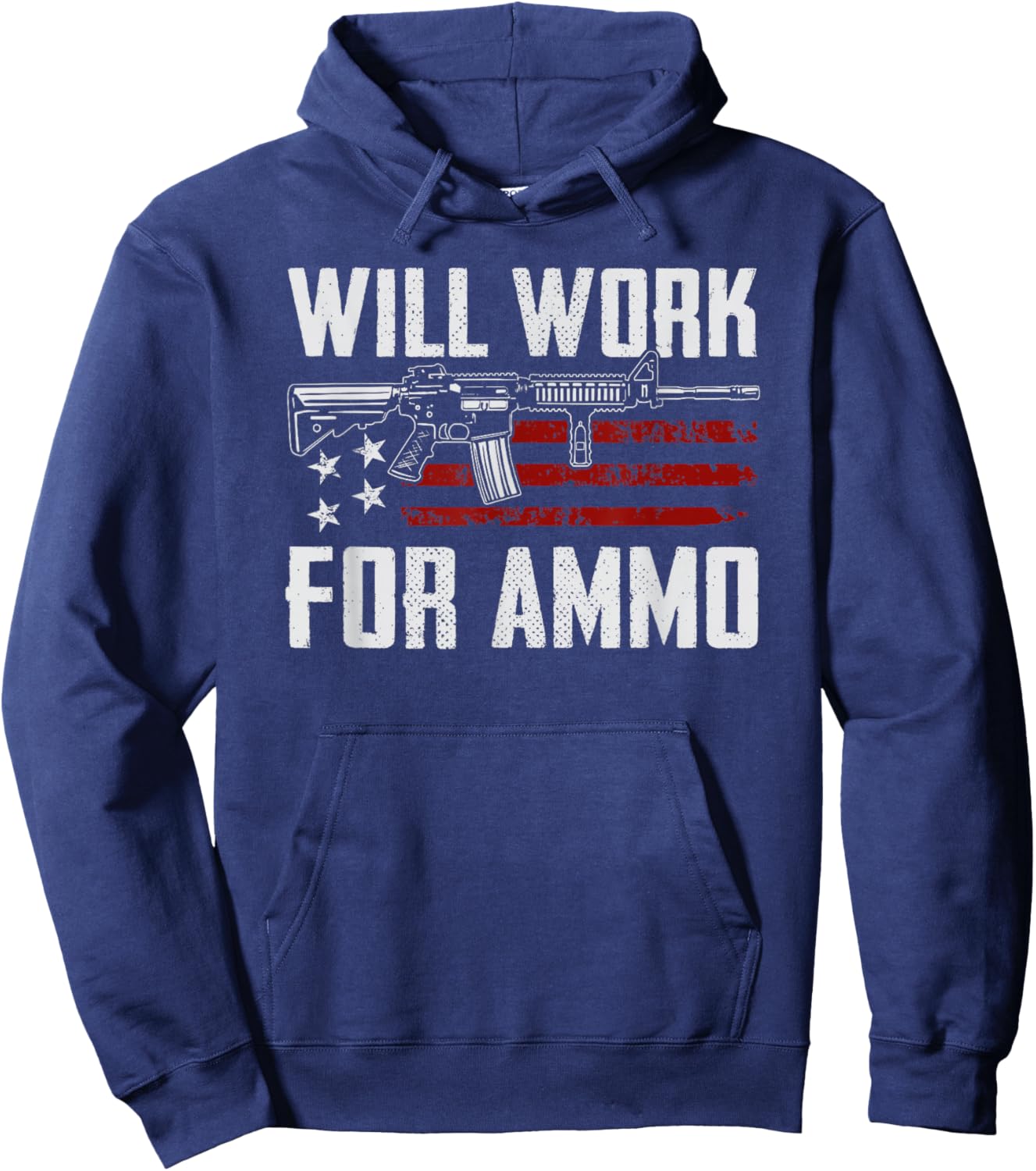 Will Work For Ammo - AR15 Rifle Owner Sarcastic Funny Gun Hoodie - Hoodie | Navy