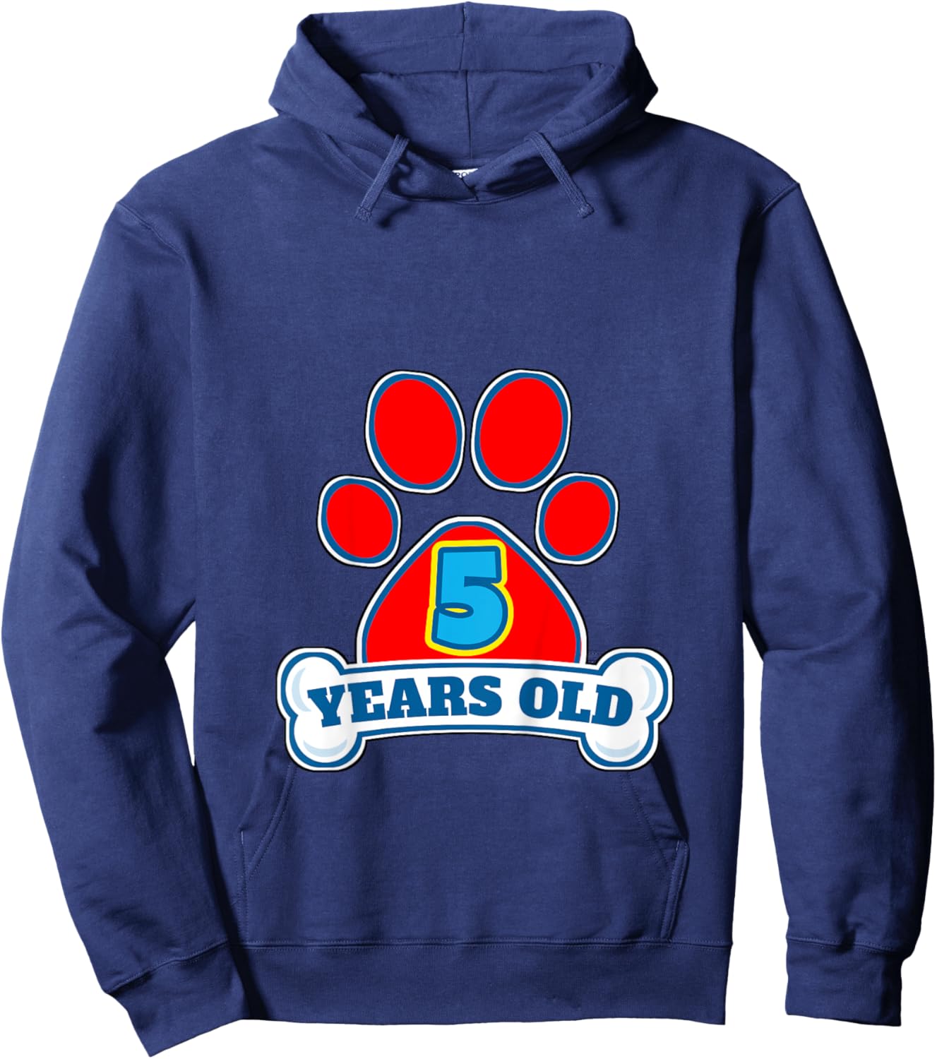 5 Year Old 5th Birthday Paw Themed Party Gift Boys Girls Hoodie - Hoodie | Navy