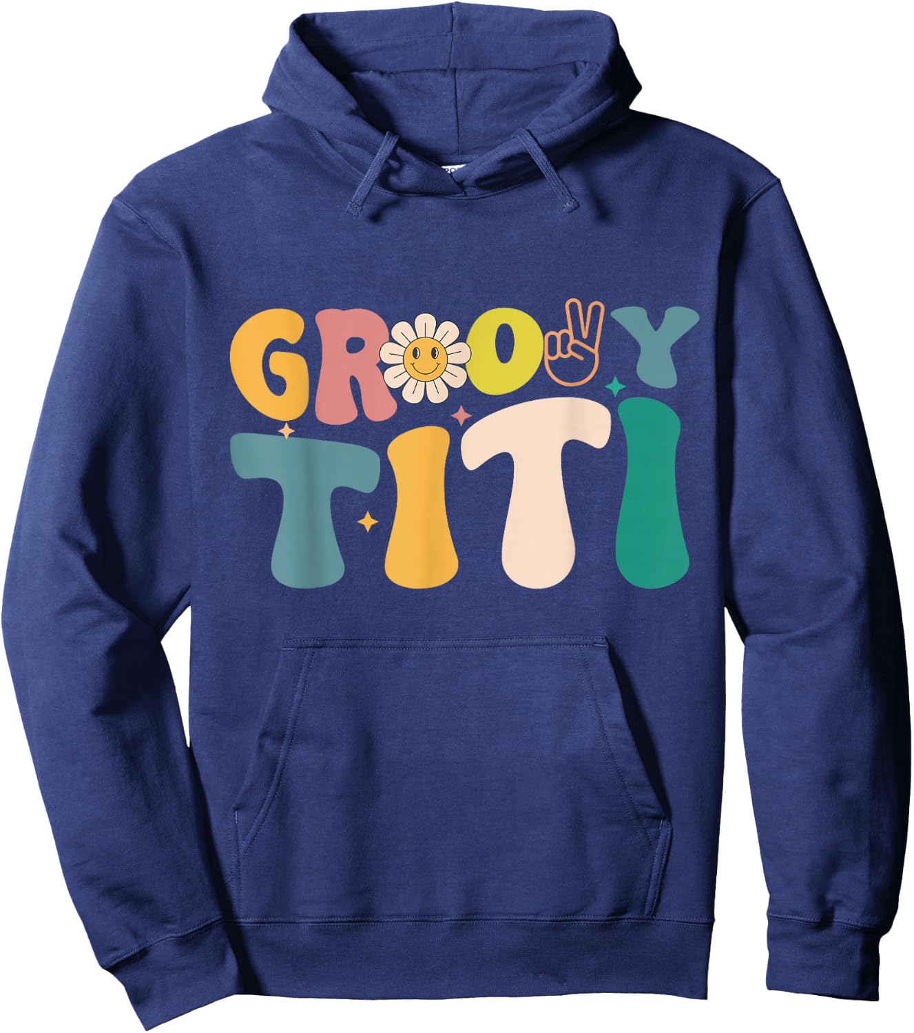 Retro Groovy Design For Titi Matching Family Birthday Hoodie - Hoodie | Navy