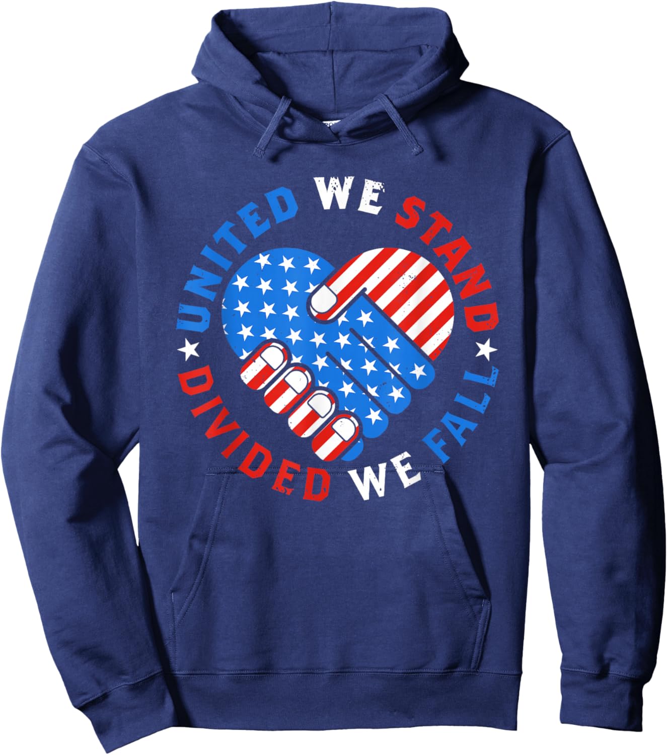 United We Stand Divided We Fall US American Flag Support Hoodie - Hoodie | Navy