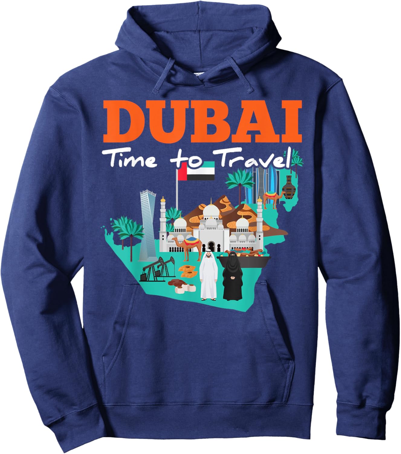 Dubai Time To Travel Hoodie - Hoodie | Navy