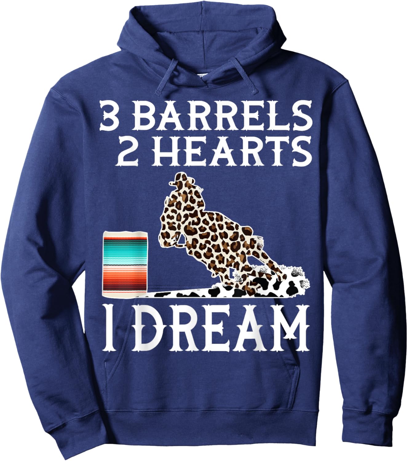 Horse Barrel Racing Western Serape Leopard Cow Rodeo Cowgirl Hoodie - Hoodie | Navy