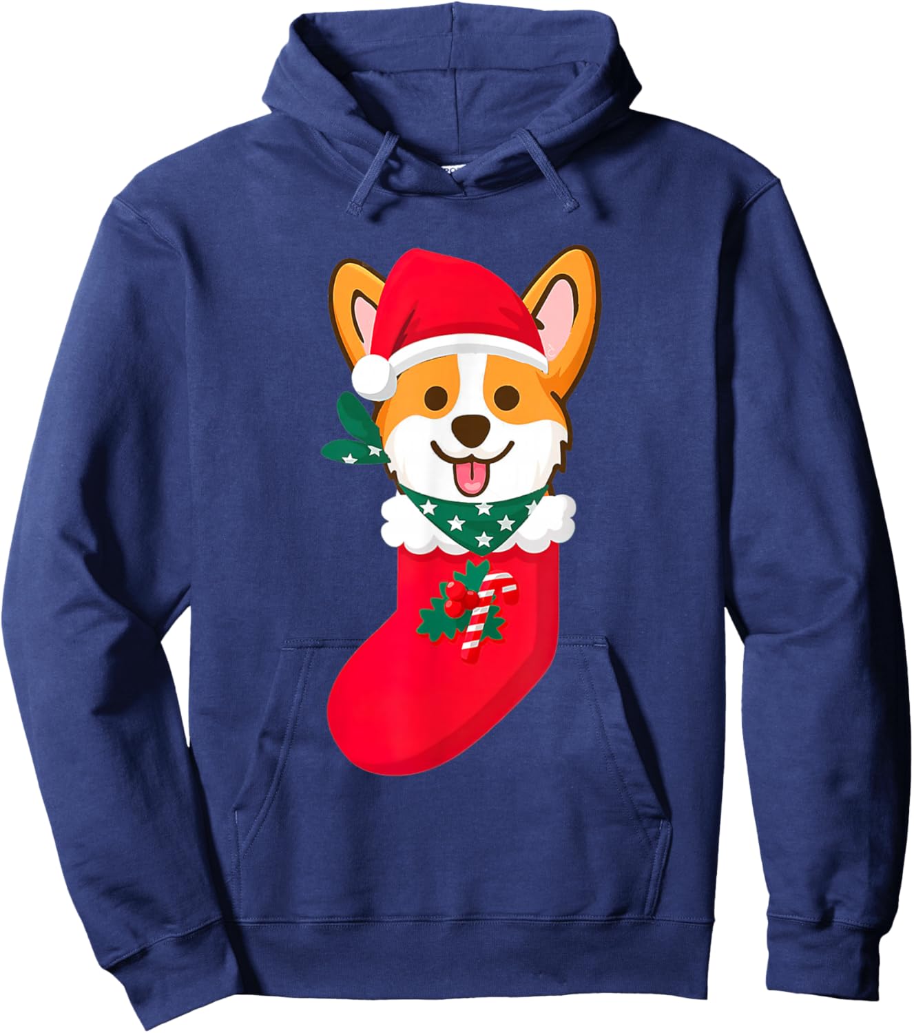 Cute Christmas Corgi Surprise Sift In The Sock Corgi Xmas Hoodie - Hoodie | Navy