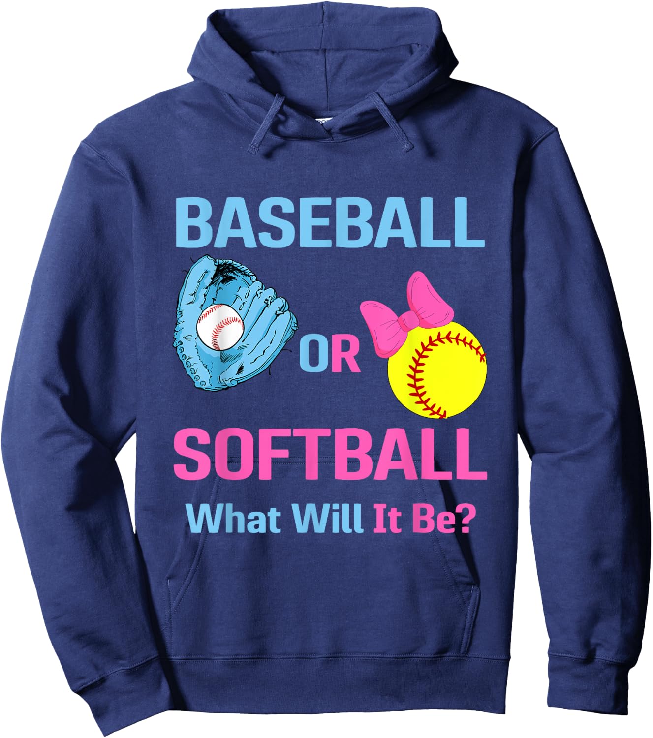 Baseball or Softball What Will It Be? Gender Reveal Party Hoodie - Hoodie | Navy