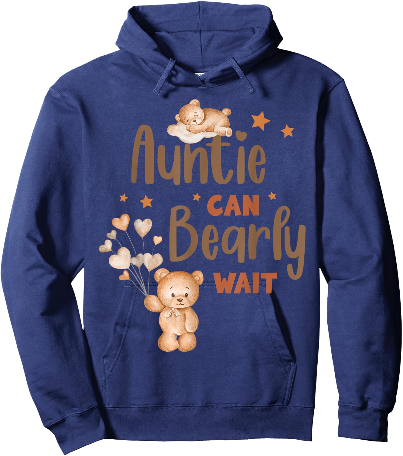 Auntie Can Bearly Wait Funny Gender Reveal 2025 Pregnant Hoodie - Hoodie | Navy