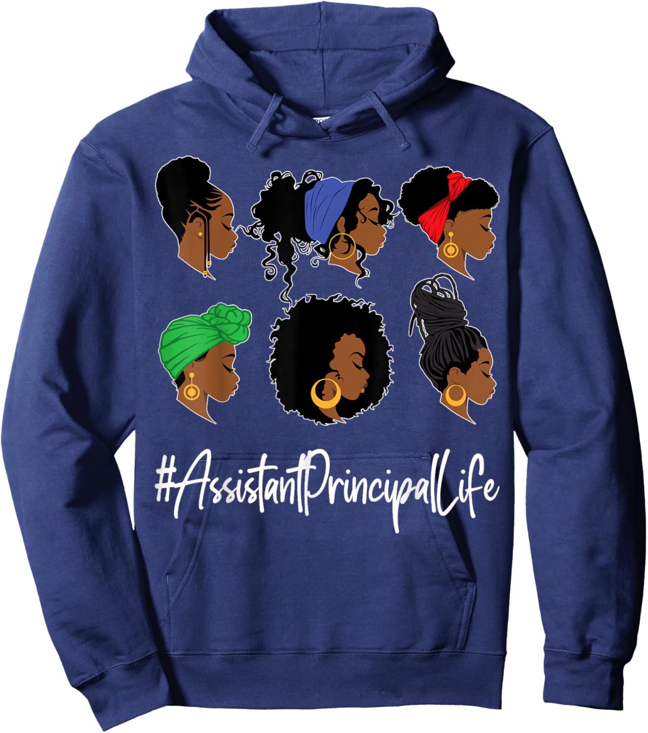 Assistant Principal Life Black African-American Afro Woman Hoodie - Hoodie | Navy