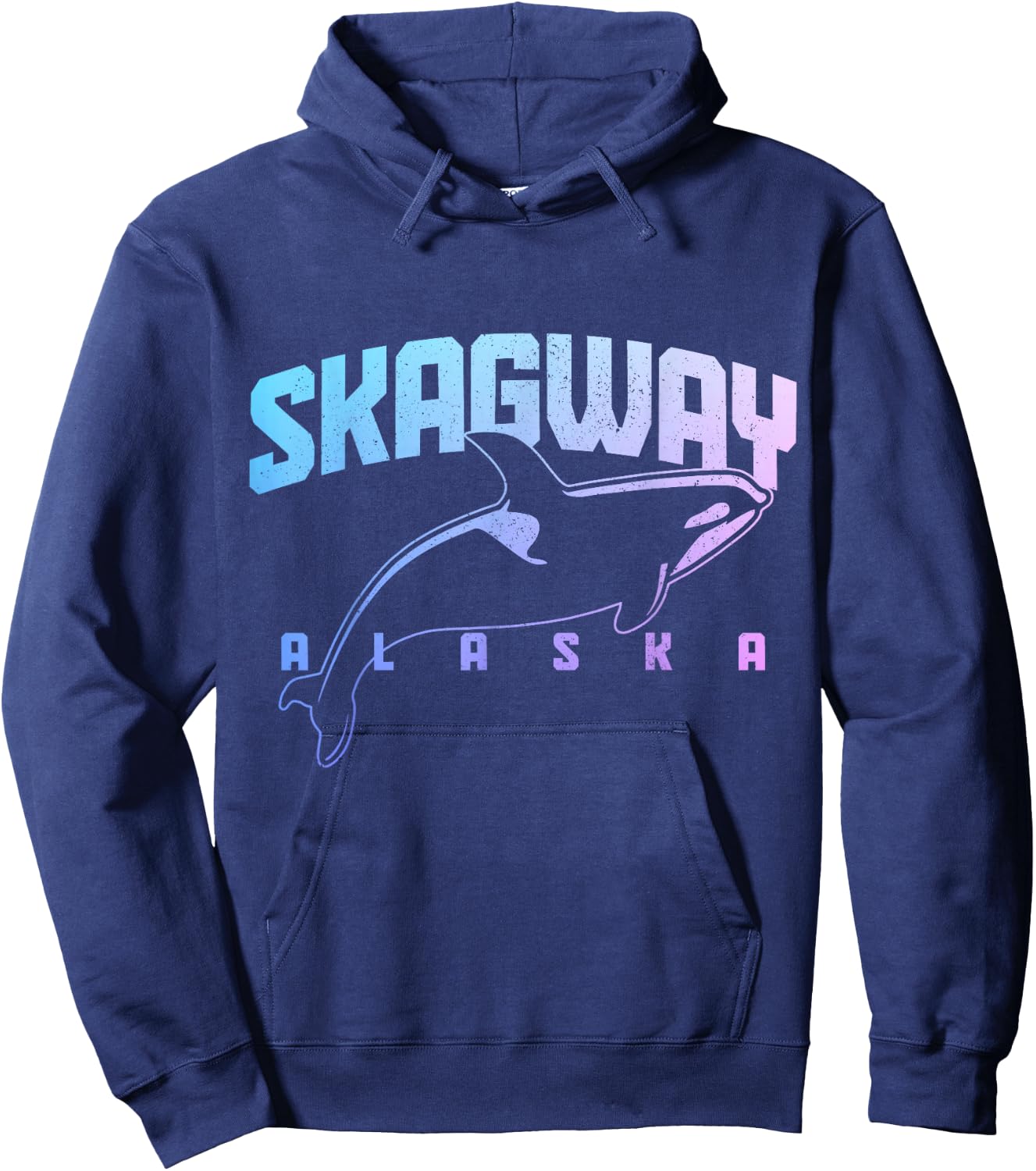 Skagway Alaska Orca Whales Souvenir Pride Vintage Hoodie - Hoodie | Navy