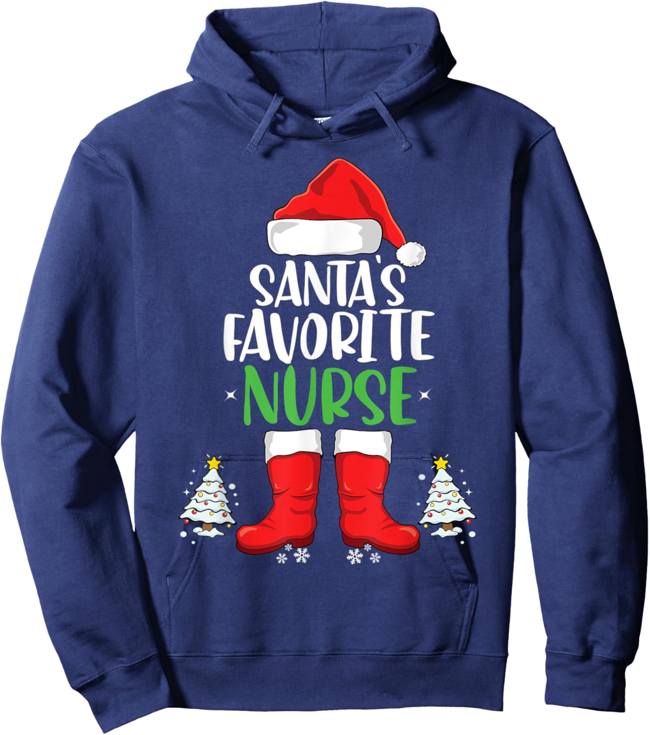 Santa's Favorite Nurse Family Matching Christmas Party RN Hoodie - Hoodie | Navy