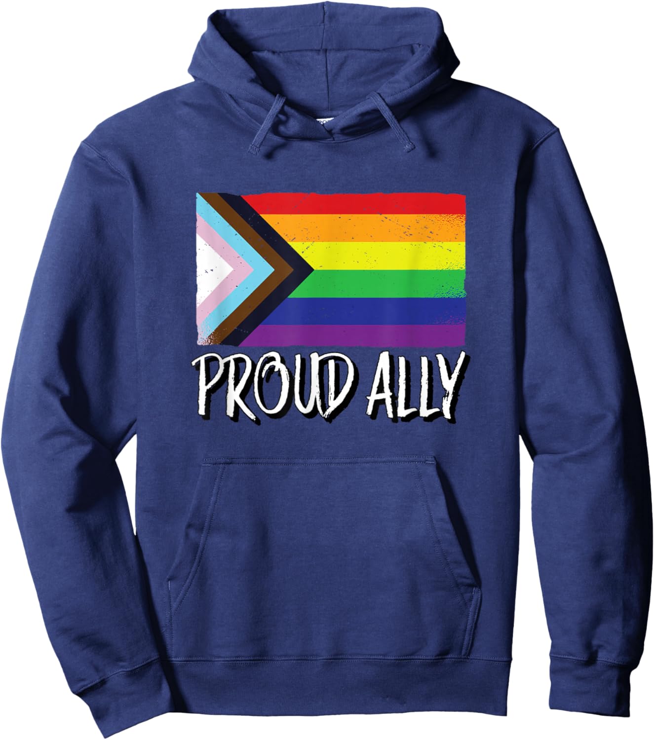 Proud Ally | Gay Pride Month LGTBQ Black Pride Flag Hoodie - Hoodie | Navy