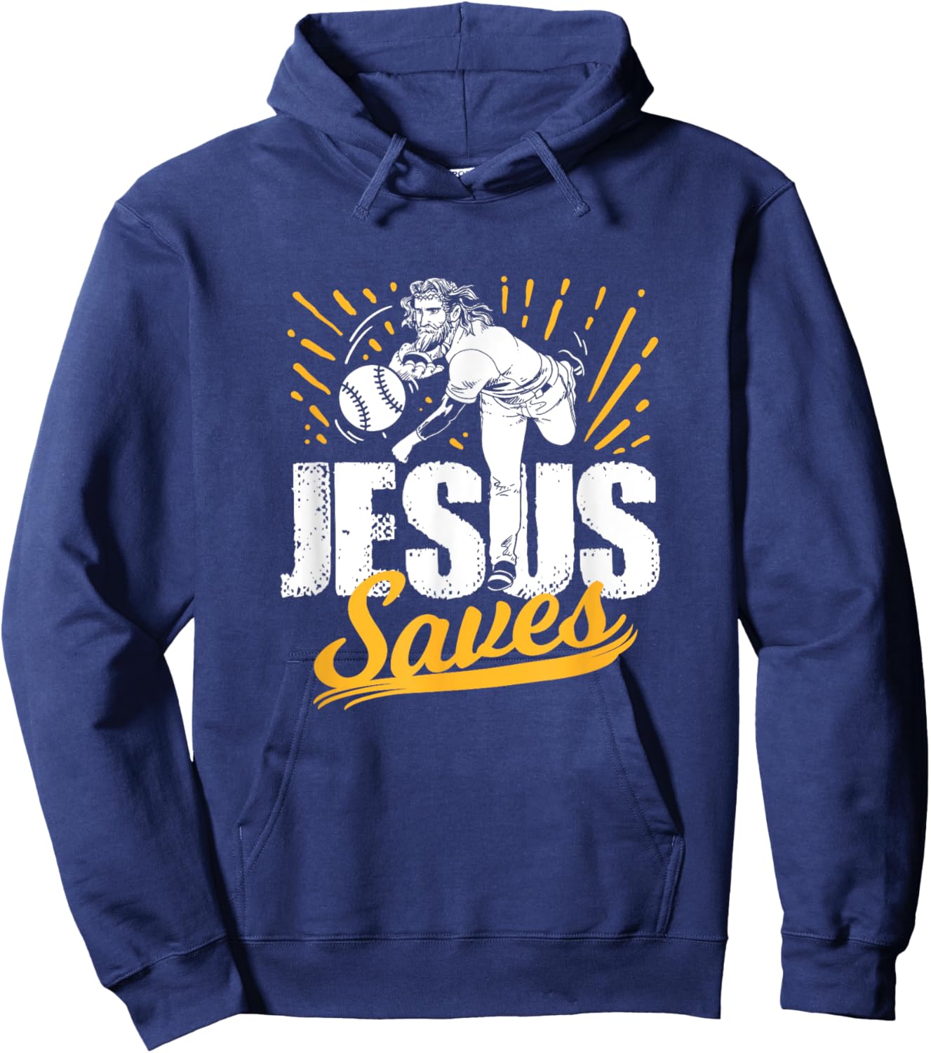 Jesus Saves Baseball Artwork Hoodie - Hoodie | Navy