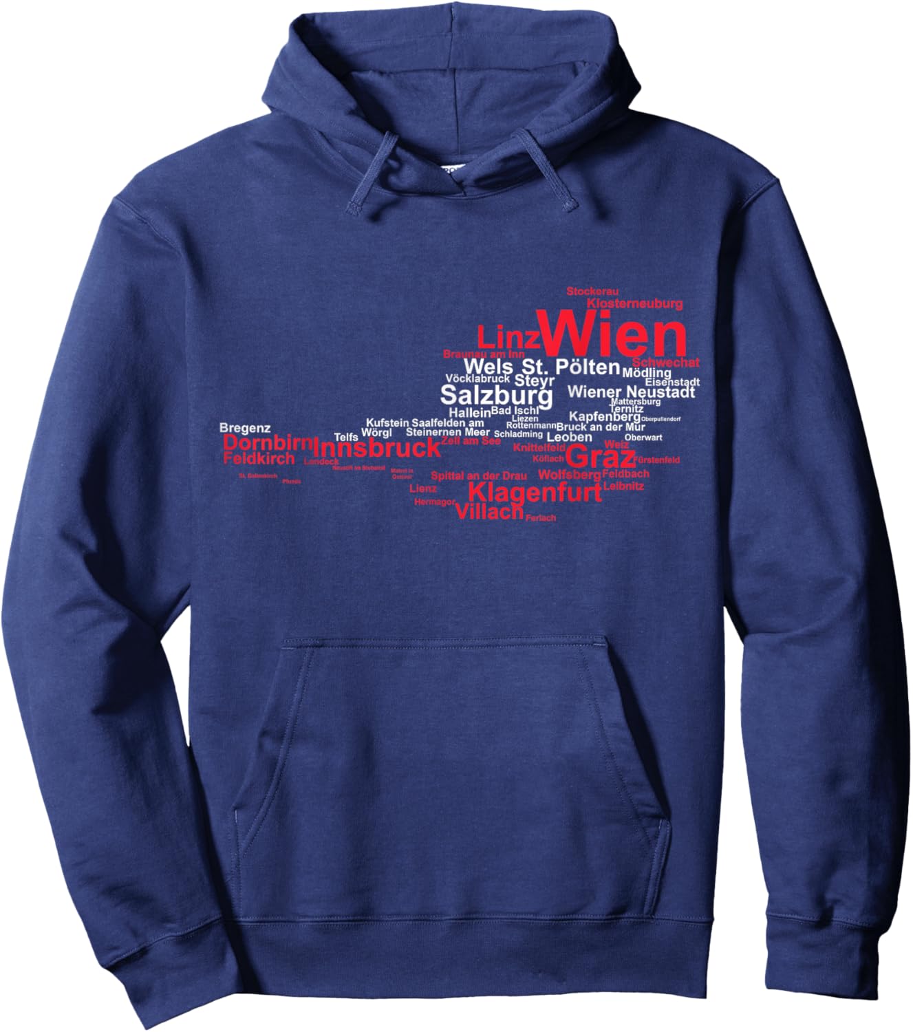 Austria Map Flag Silhouette Cities Holiday Travel Vienna Hoodie - Hoodie | Navy