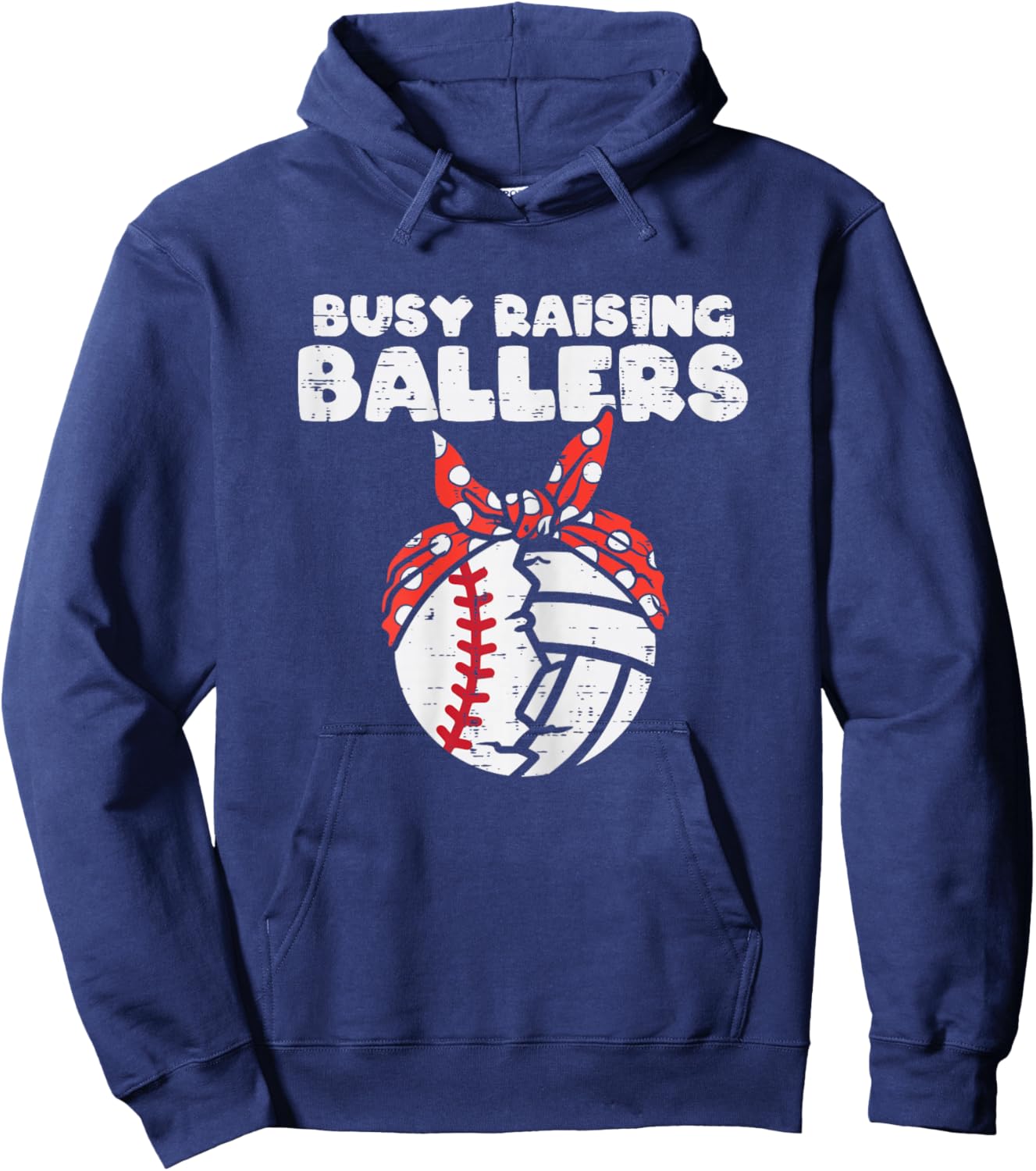 Busy Raising Ballers Baseball Volleyball Mom Mothers Day Son Hoodie - Hoodie | Navy