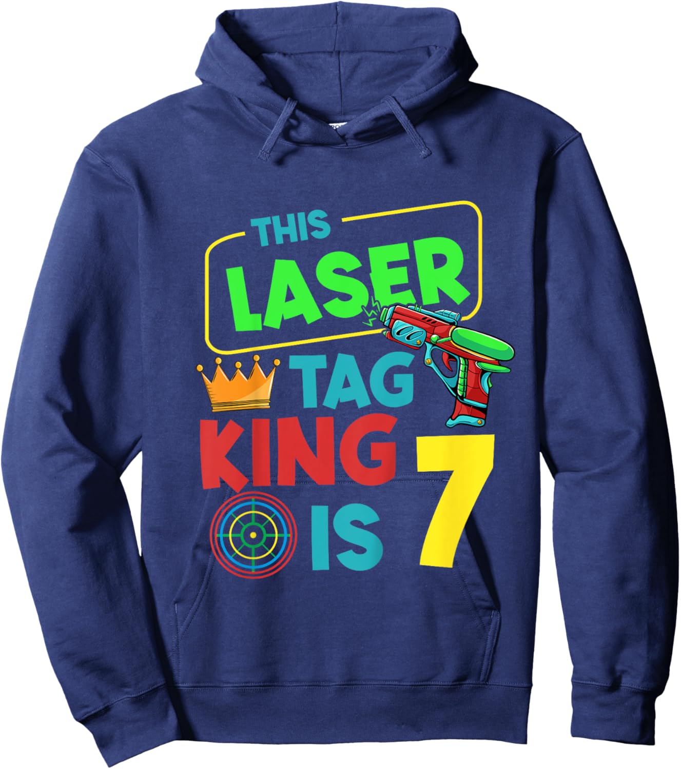 This Laser Tag King is 7 Years, Laser Tag Birthday Hoodie - Hoodie | Navy