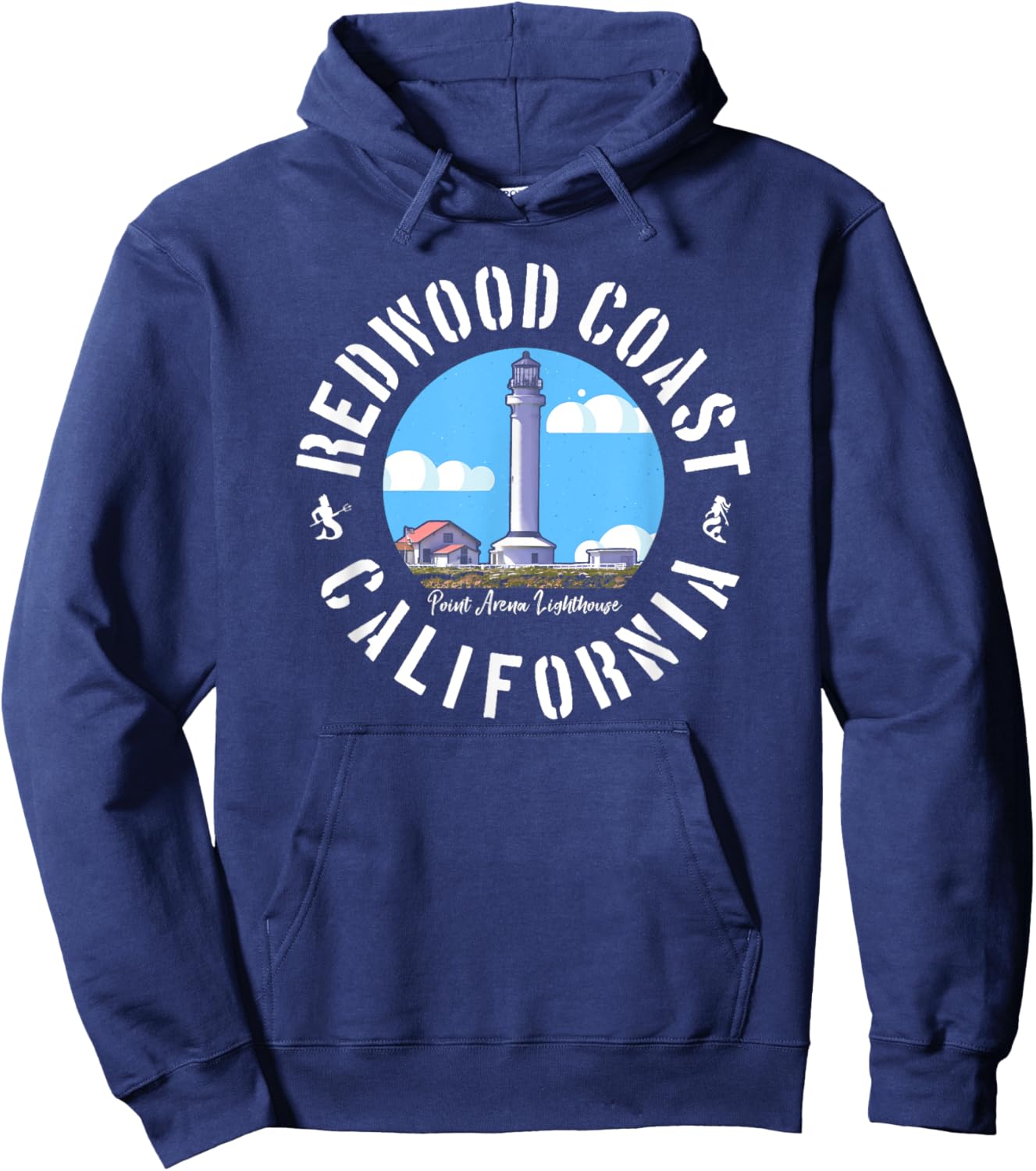 Redwood Coast California Point Arena Lighthouse History Hoodie - Hoodie | Navy