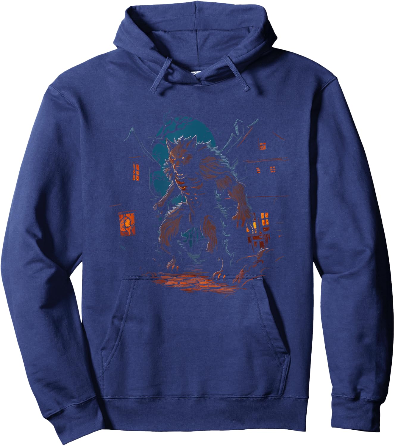 Werewolf - Vintage Spooky Scary Werewolf Halloween Costume Hoodie - Hoodie | Navy
