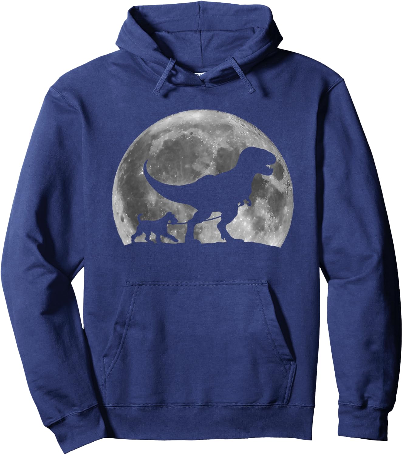 T Rex Walking a Dog Funny Irish Terrier Lover Moon Halloween Hoodie - Hoodie | Navy