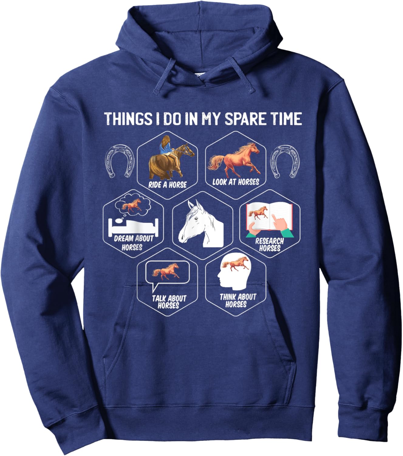 Horse Shirts Girls Things I Do In My Spare Time Hoodie - Hoodie | Navy
