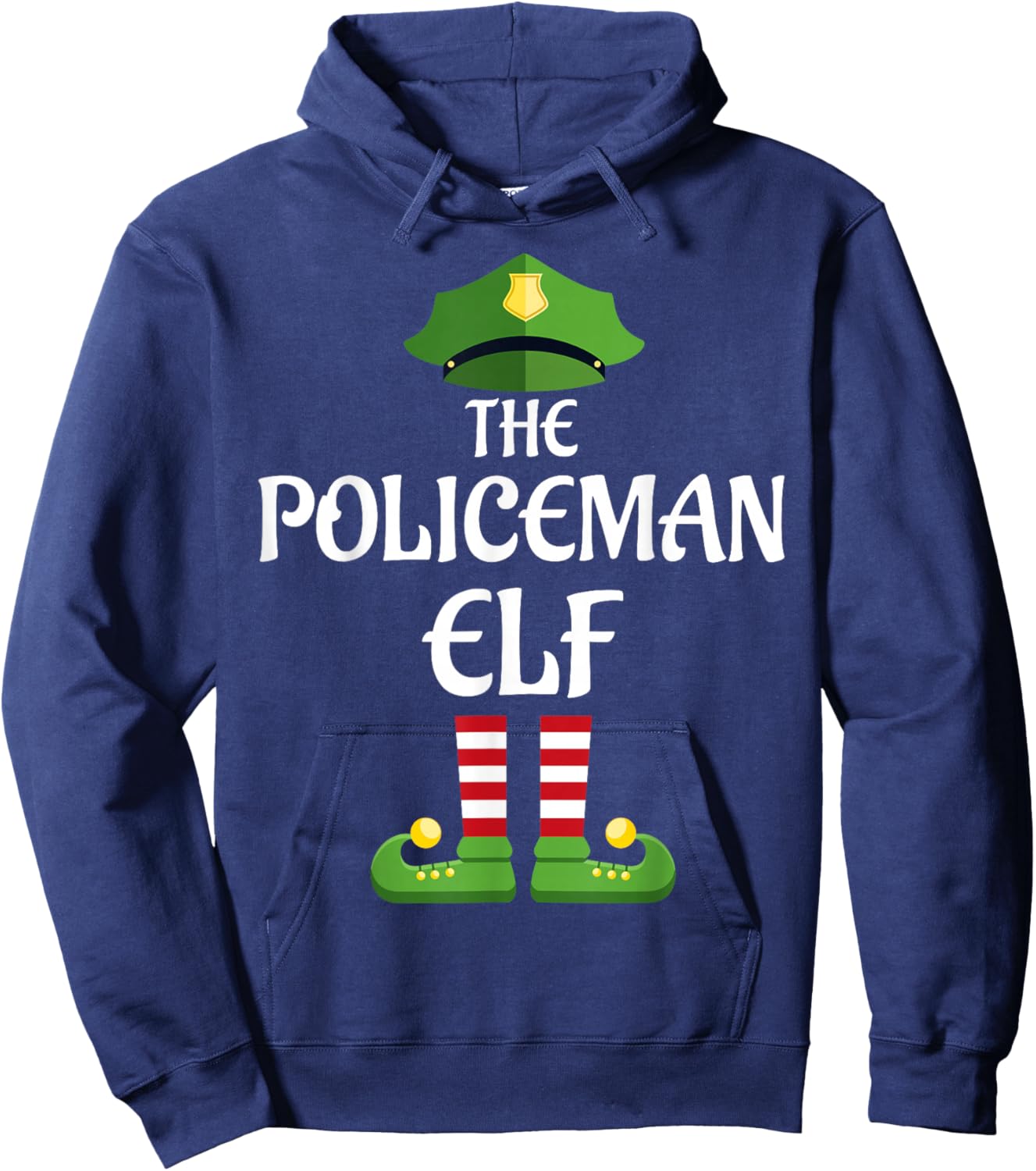 Policeman Elf Family Matching Group Christmas Police Hoodie - Hoodie | Navy