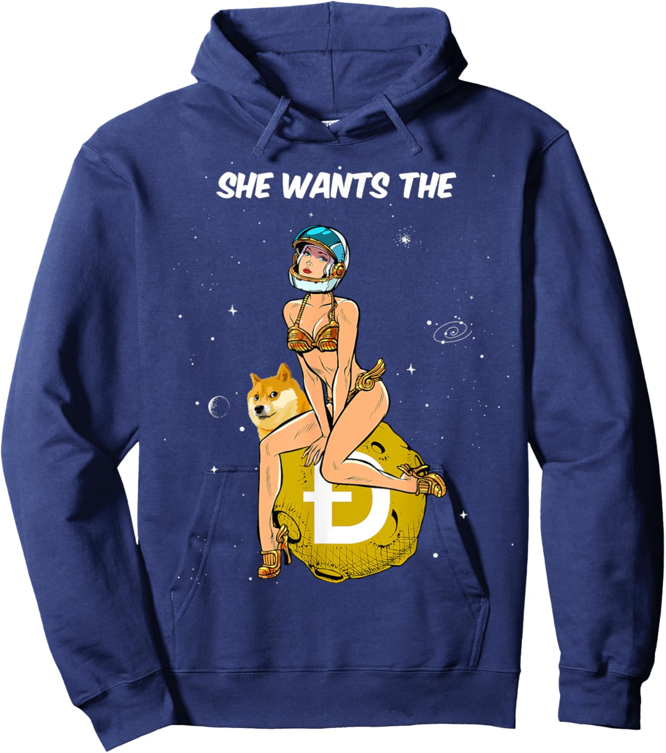 Cryptocurrency She Wants The Dogecoin Doge Crypto Moon Hoodie - Hoodie | Navy