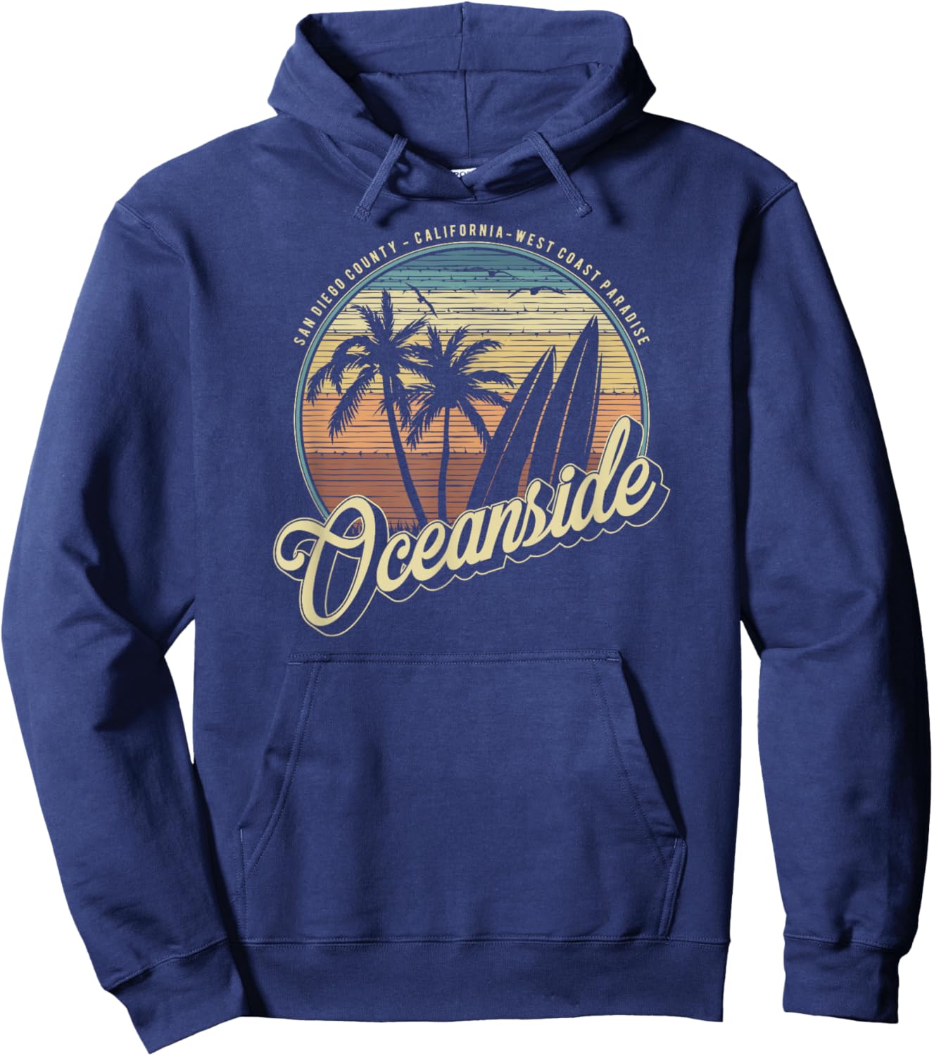 Vintage Oceanside San Diego County California Surf Style Hoodie - Hoodie | Navy
