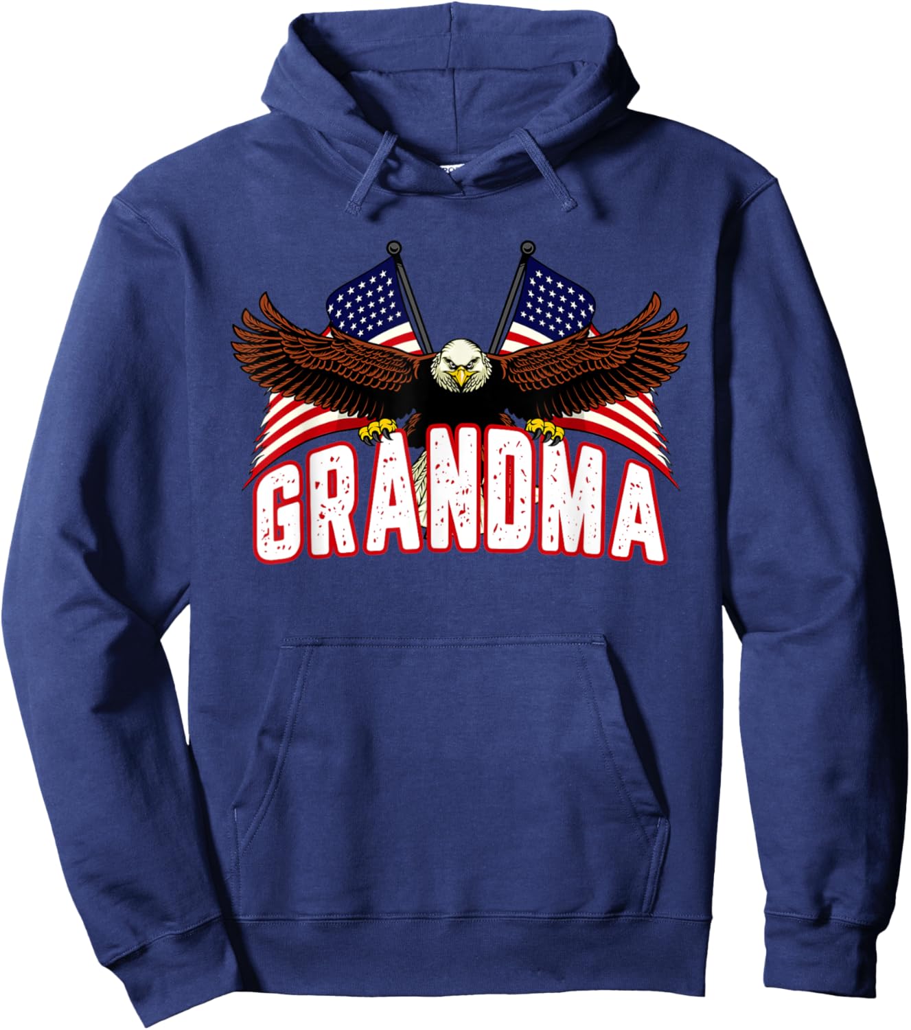 Retro Grandma American Flag Bald Eagle Patriotic 4th of July Men Hoodie - Hoodie | Navy