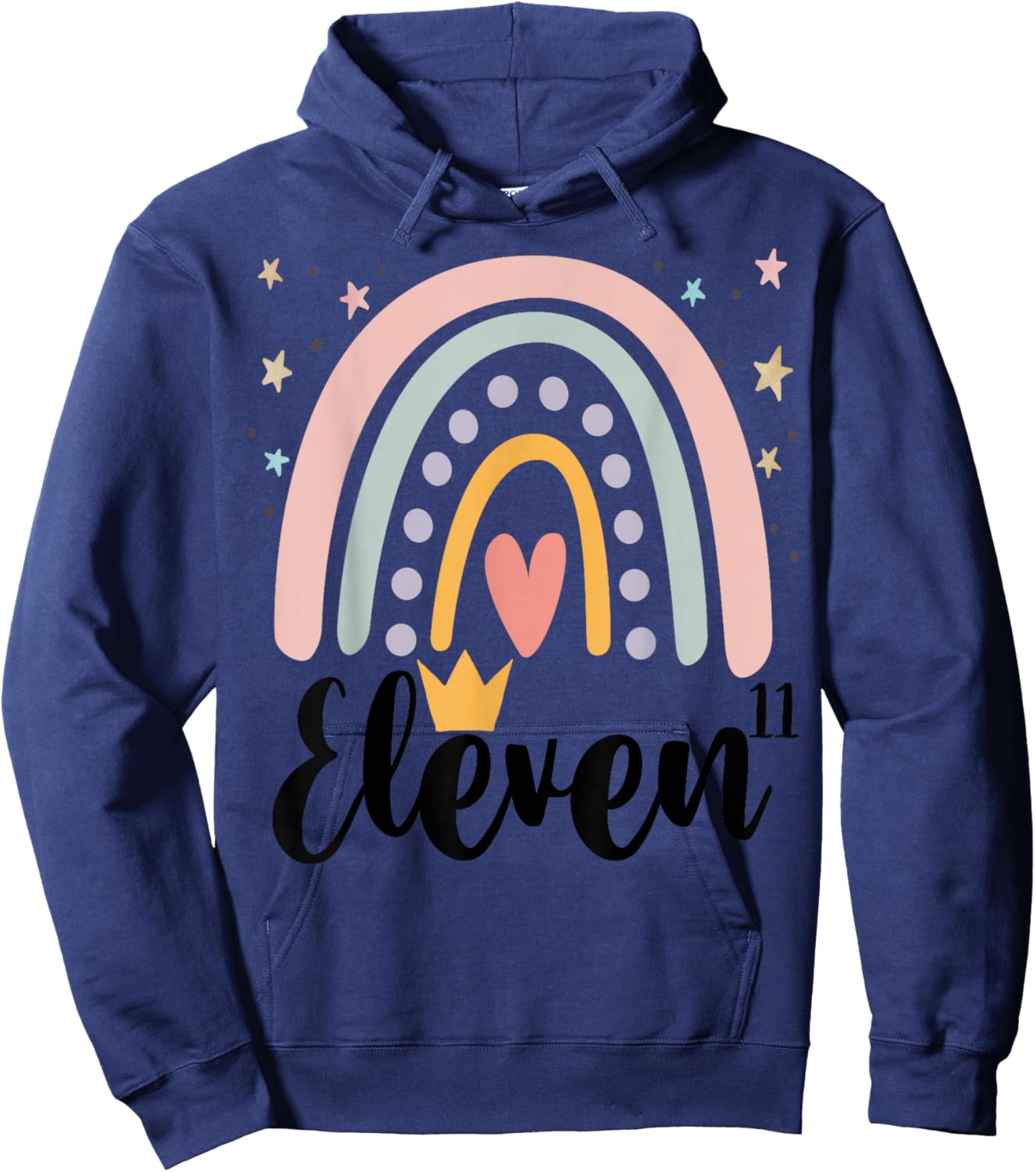 11 Year Birthday Rainbow Party Family 11 Year Old Hoodie - Hoodie | Navy