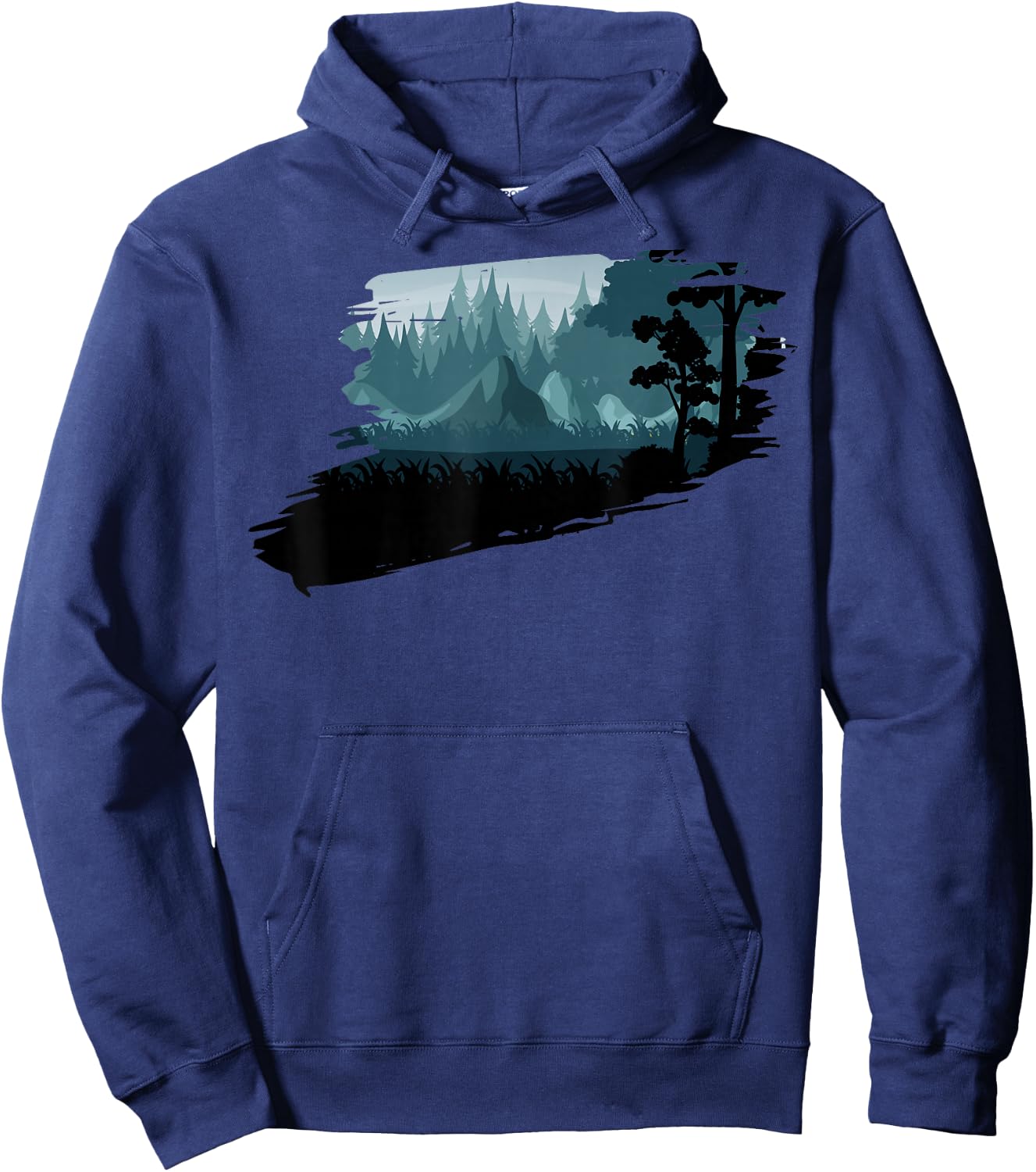 Beautiful Mountain, Nature Trees and Forest Hoodie - Hoodie | Navy