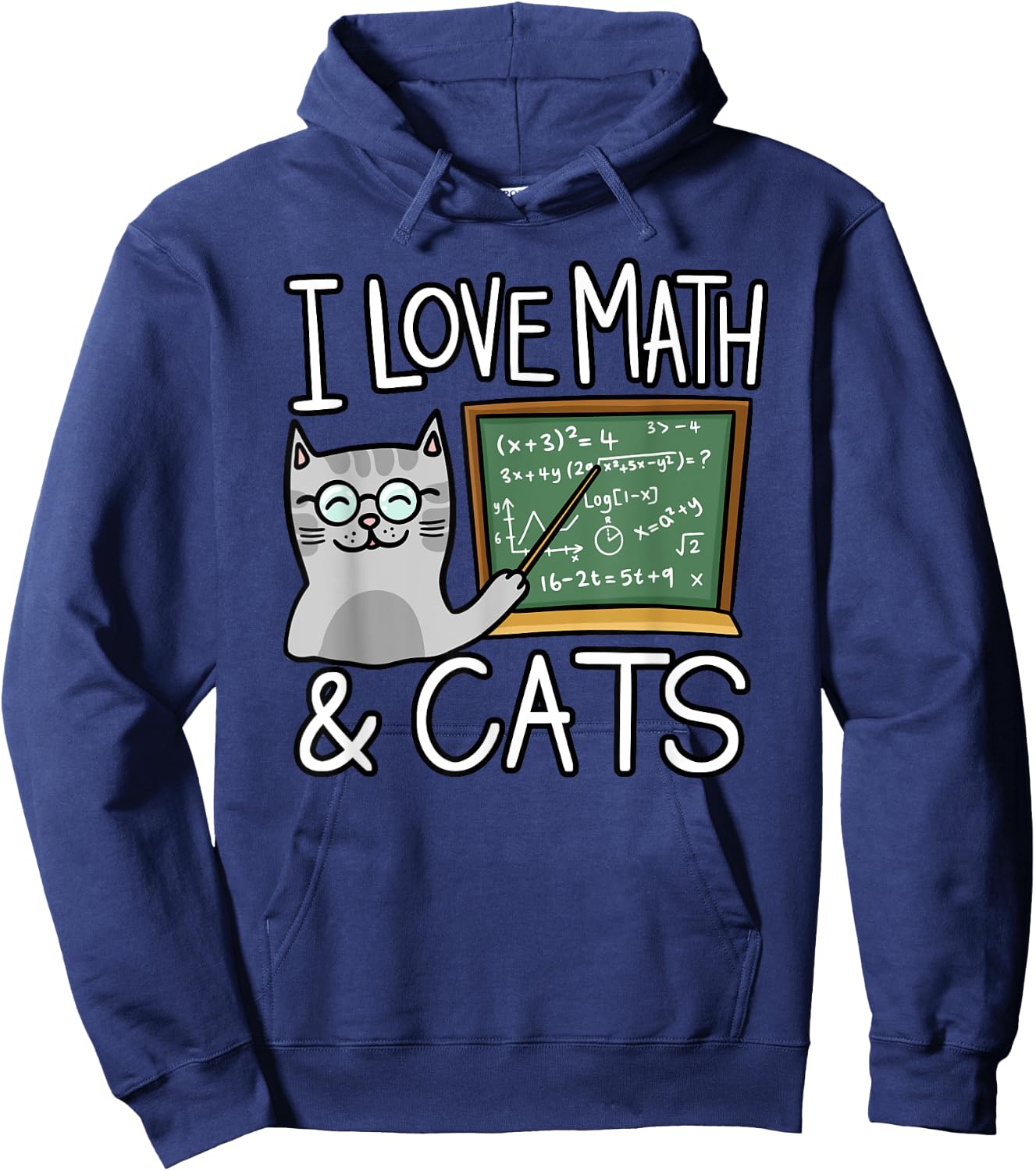 Funny Cat Lover, Math And Cat, Funny Math Lover Women Kids Hoodie - Hoodie | Navy