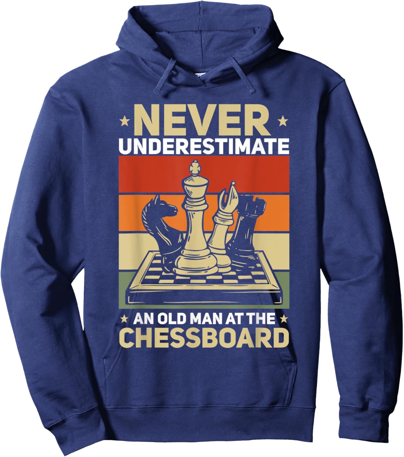Funny Never Underestimate An Old Man At The Chessboard Hoodie - Hoodie | Navy