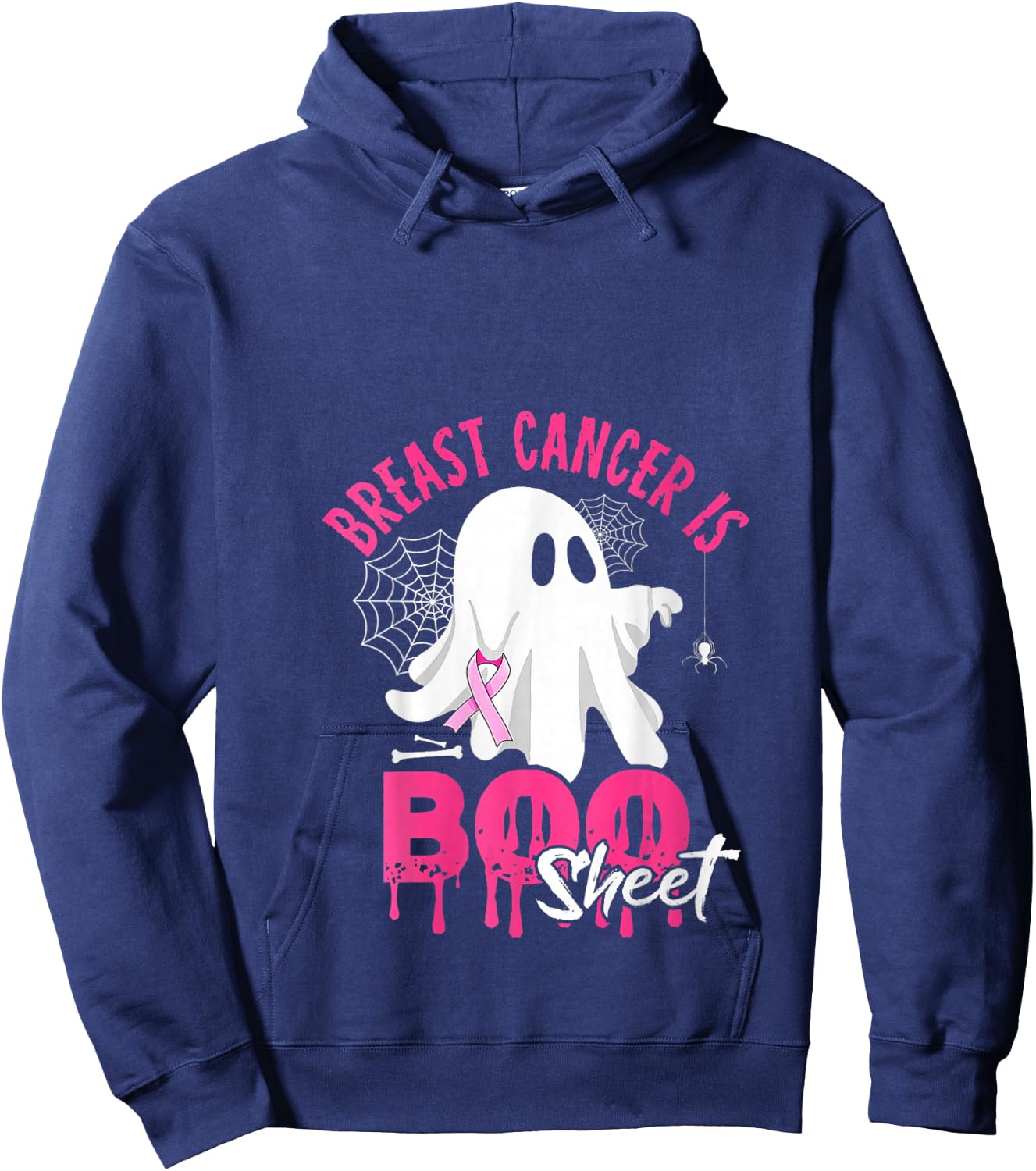 Breast Cancer Is Boo Sheet V-Neck Hoodie - Hoodie | Navy