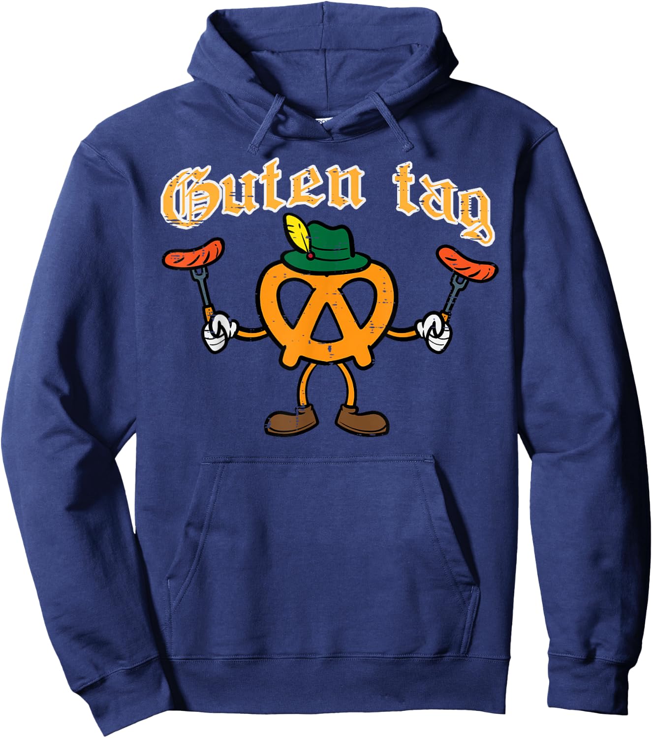 Oktoberfest Guten Tag Pretzel Sausages German Kids Men Women Hoodie - Hoodie | Navy