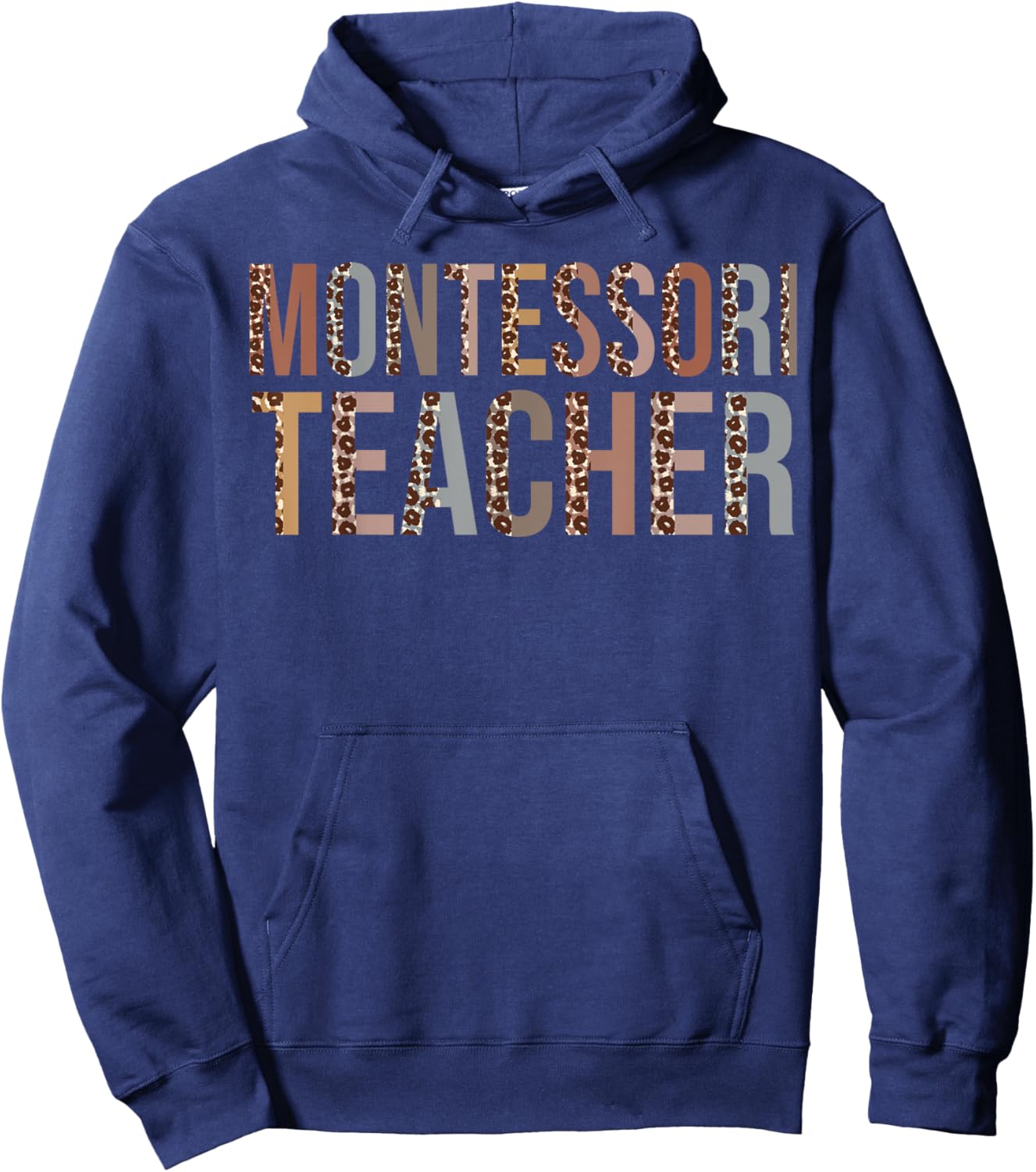 Leopard Montessori Teacher Supplies Funny Back to School Women Kids Hoodie - Hoodie | Navy