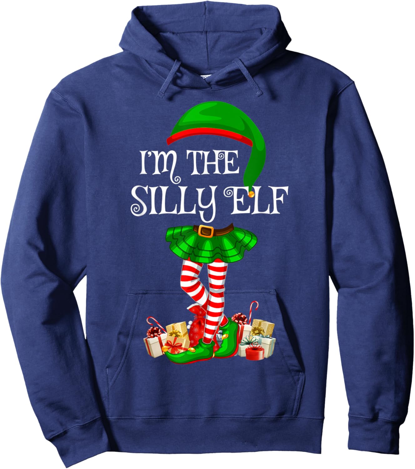 Matching Family Group I'm The Silly Elf Christmas Hoodie - Hoodie | Navy