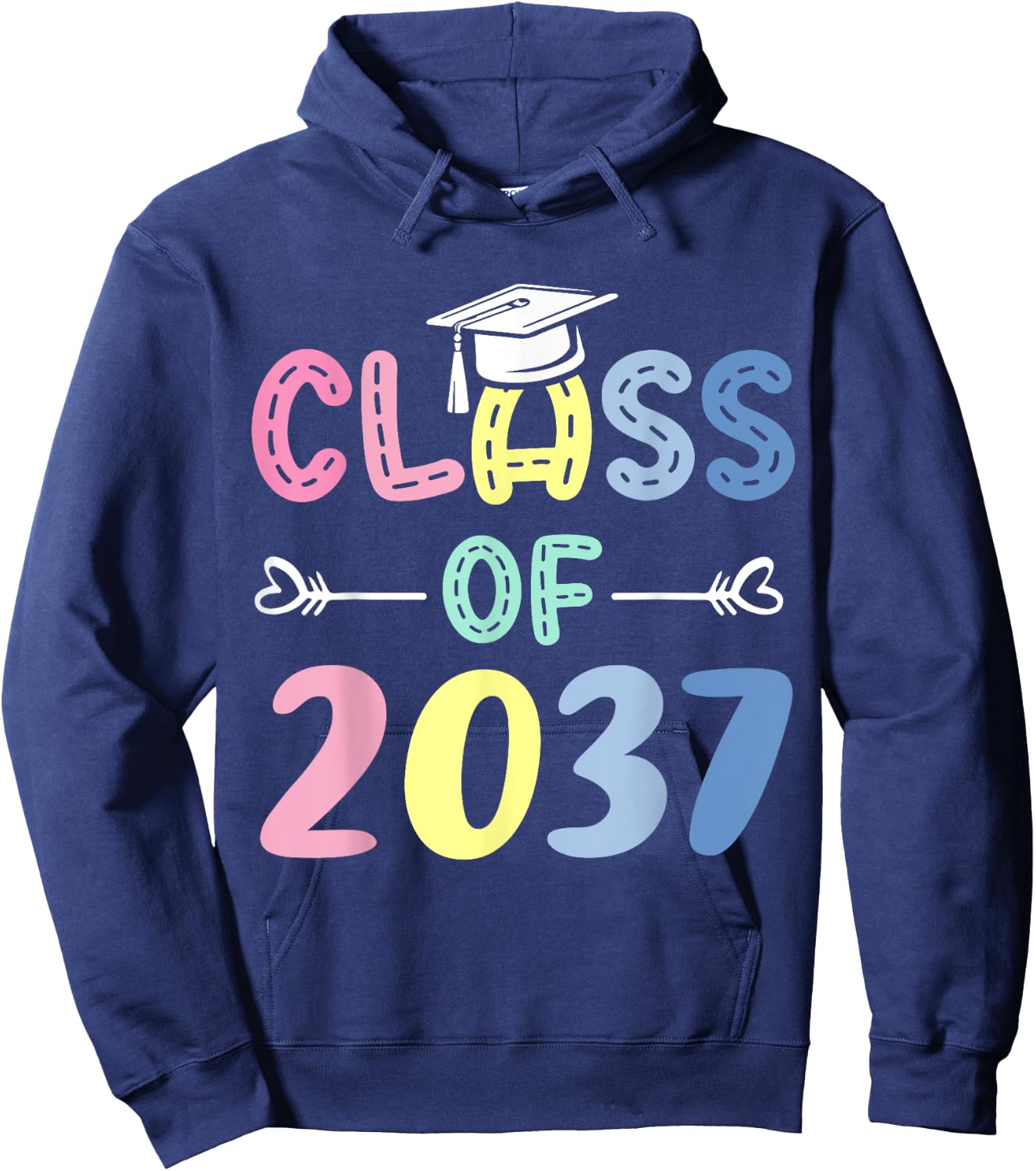 Class of 2037 Grow With Me From Kindergarten To Graduation Hoodie - Hoodie | Navy