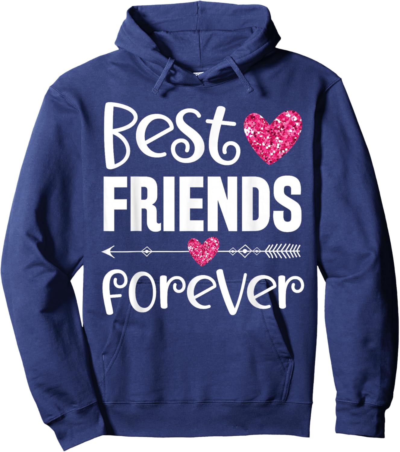 Best friends forever pink heart Hoodie - Hoodie | Navy