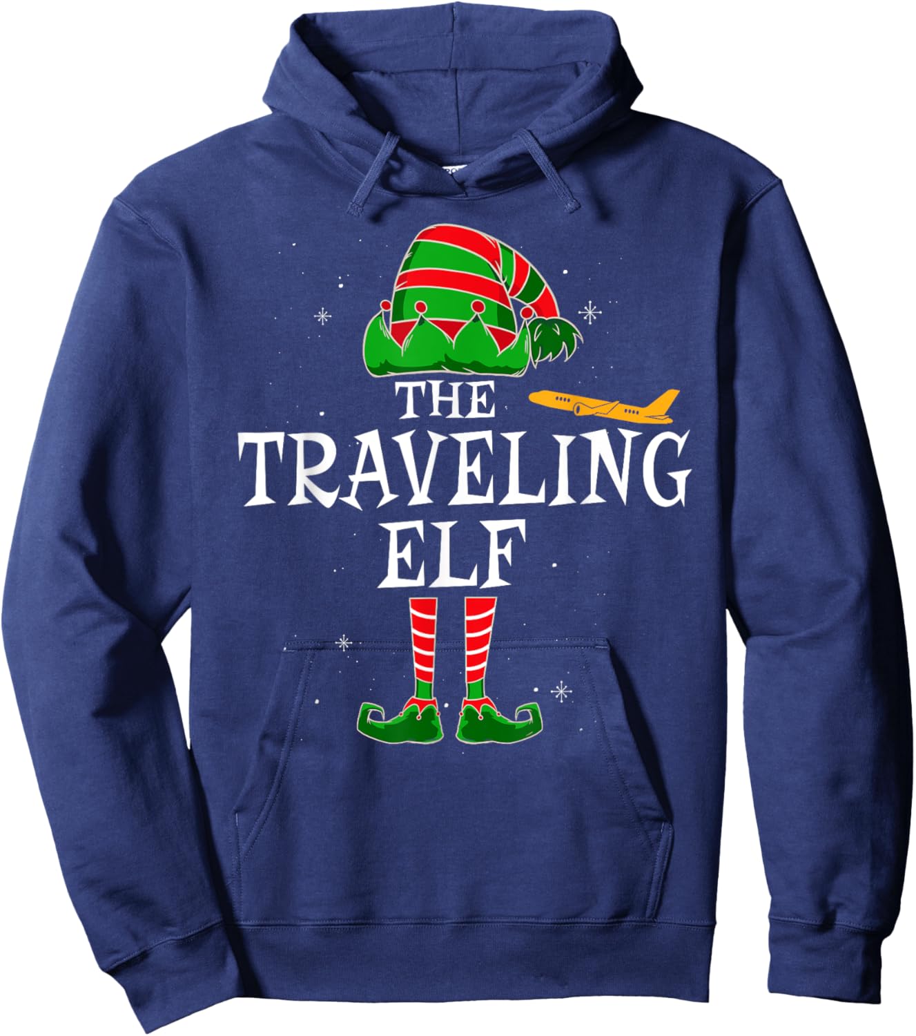 The Traveling Elf Group Matching Family Christmas Traveler Hoodie - Hoodie | Navy