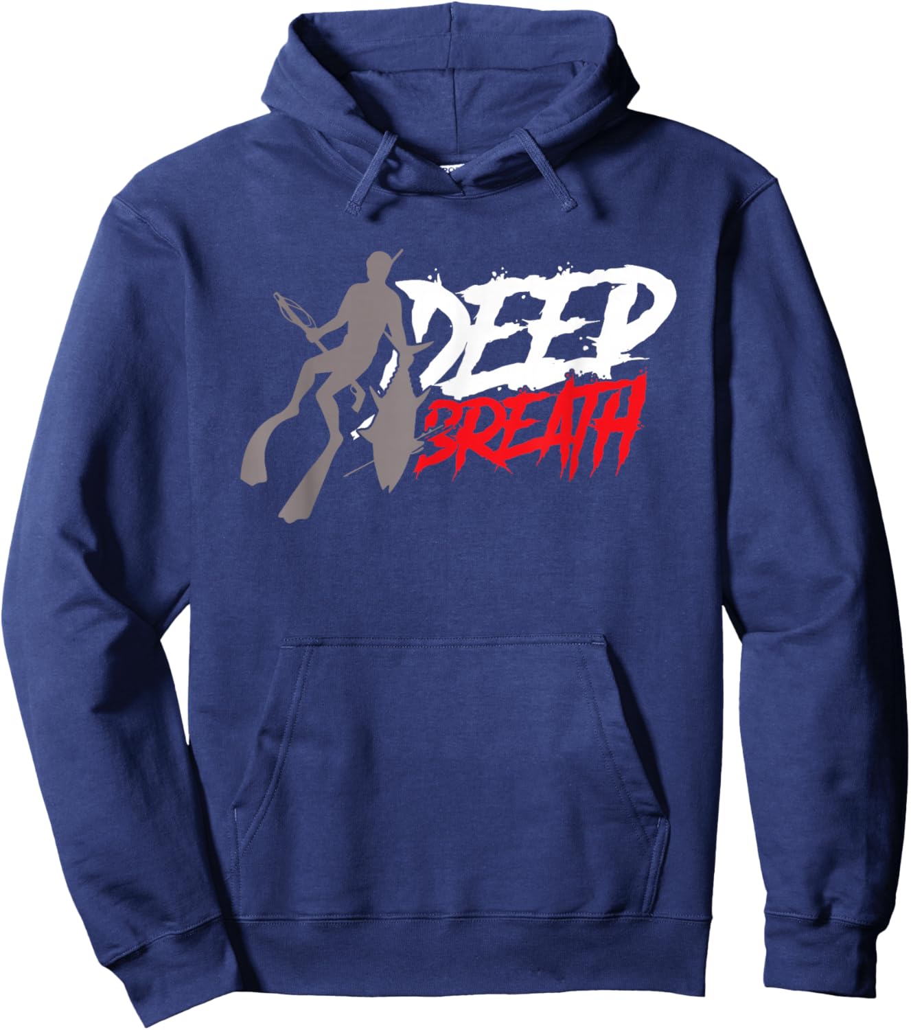 Deep Breath Spearfishing Fishing Freediving Fish Spearfisher Hoodie - Hoodie | Navy