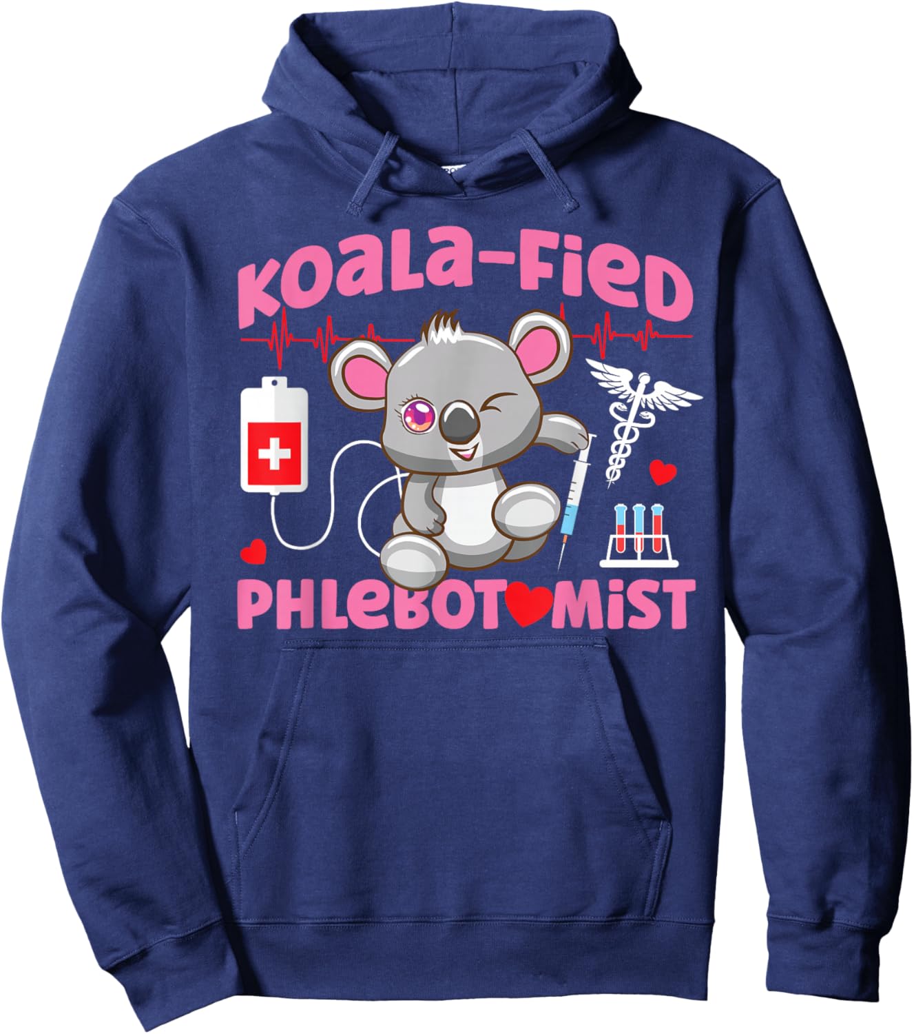 Phlebotomist Tech Technician Koala Hoodie - Hoodie | Navy