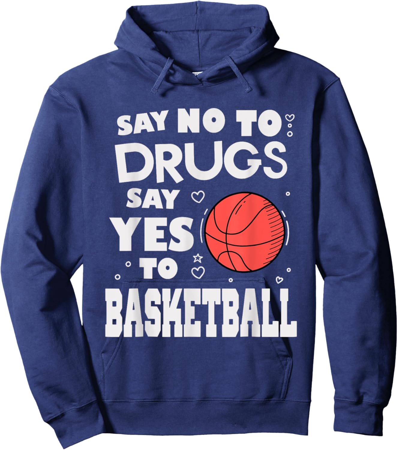 red ribbon sports Say no to drugs say yes to basketball Hoodie - Hoodie | Navy