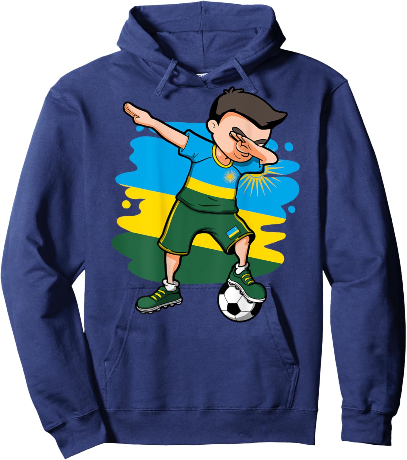 Dabbing Soccer Boy - Rwanda Jersey Rwandan Football Lovers Hoodie - Hoodie | Navy