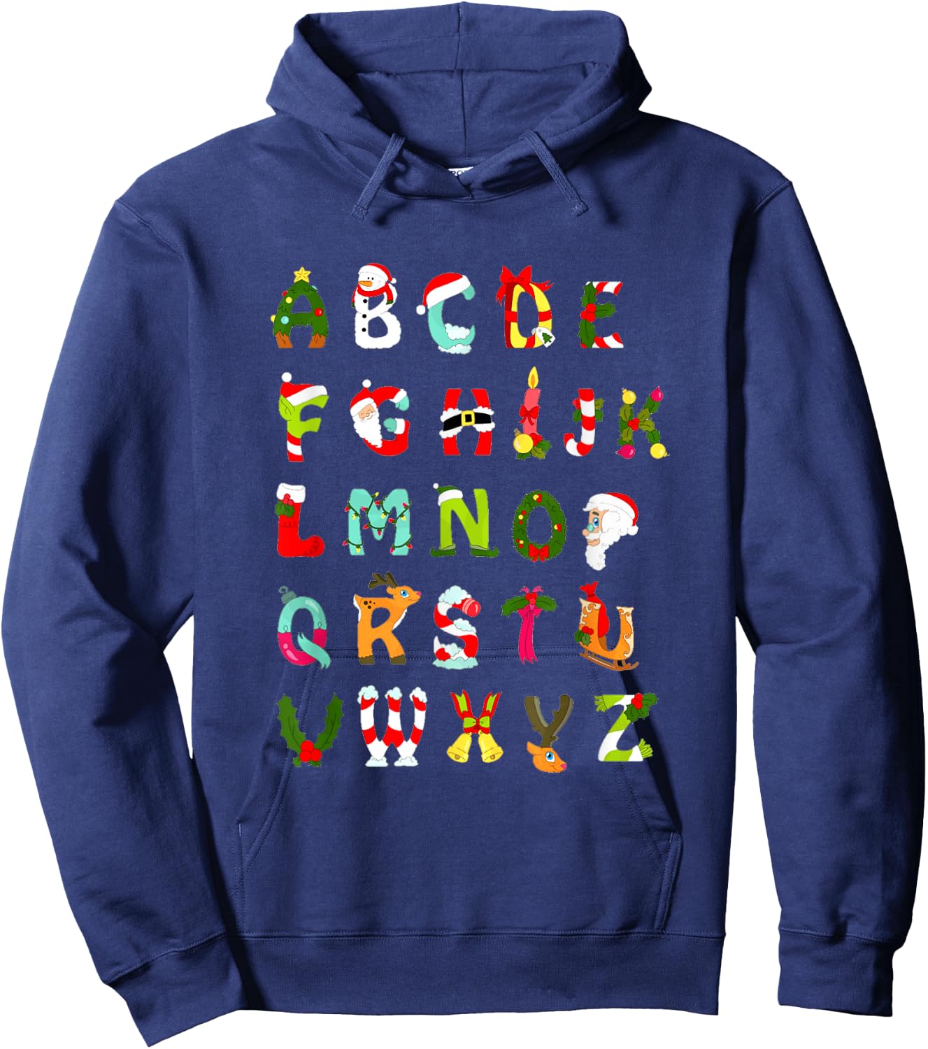Christmas Alphabet ABC Cute Xmas Prek Teacher Men Women Hoodie - Hoodie | Navy