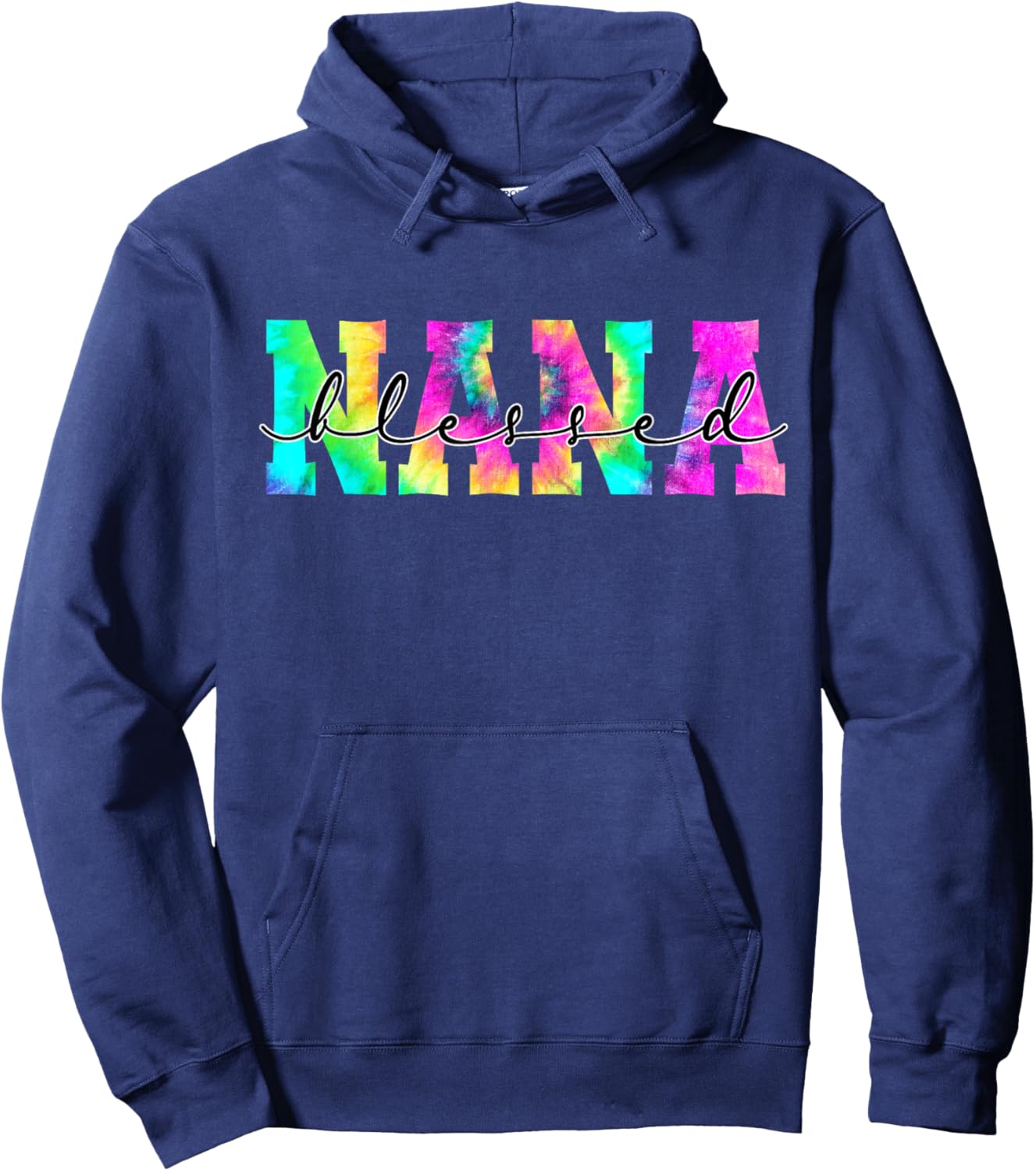 Thankful Blessed To Be Nana Tie Dye Thanksgiving Hoodie - Hoodie | Navy
