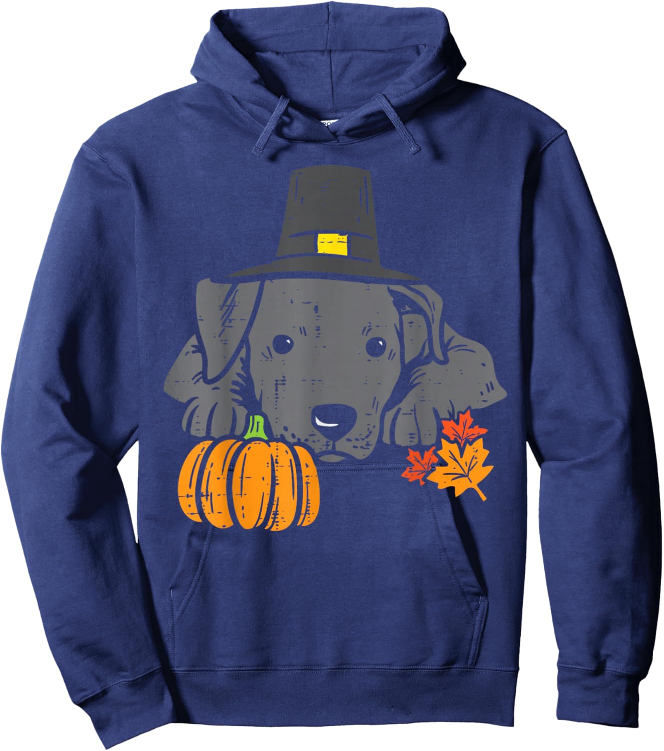 Pitbull Pumpkin Leaf Thanksgiving Halloween Fall Pittie Dog Hoodie - Hoodie | Navy