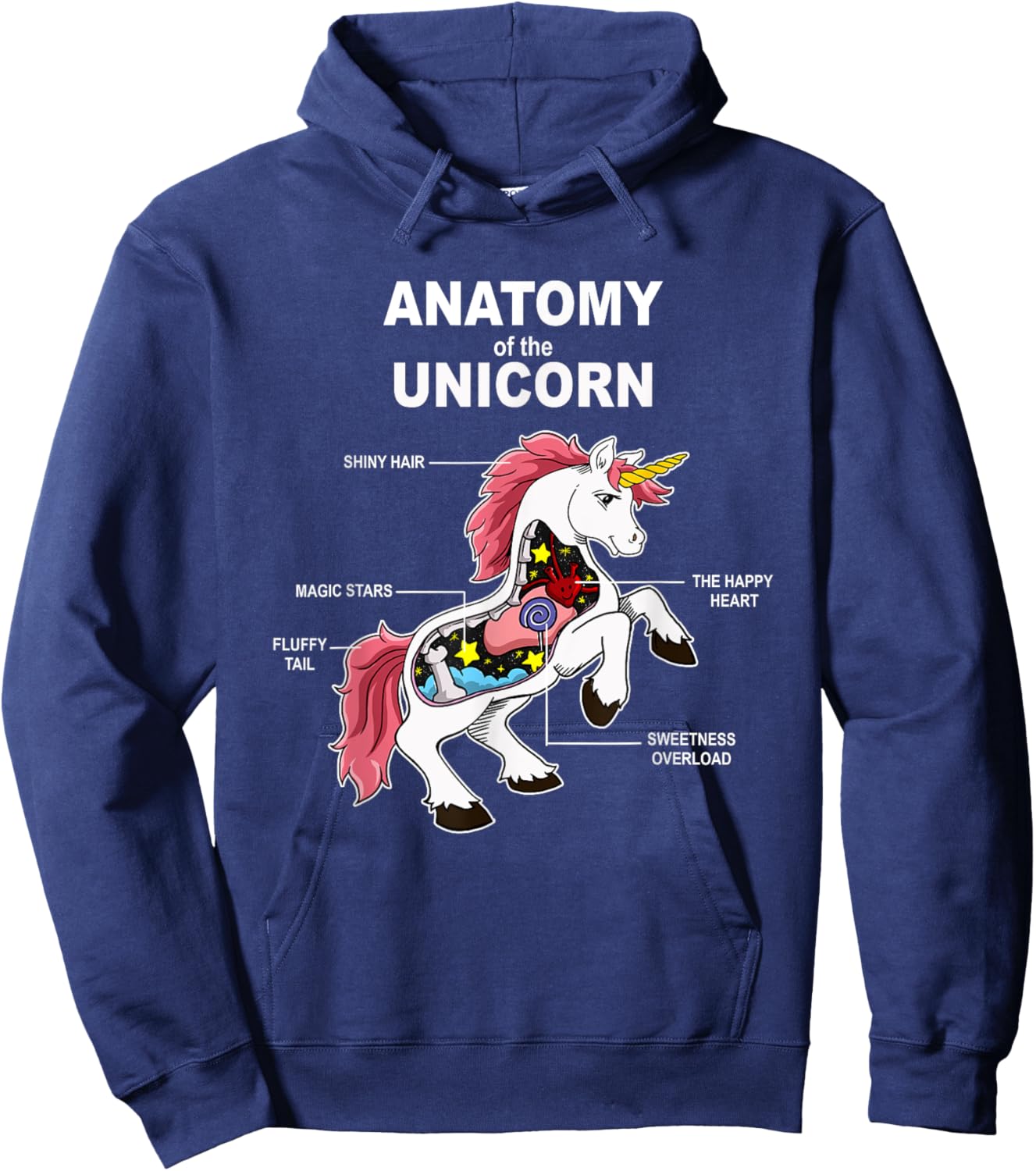 Unicorn Anatomy Cute Magic Creature Funny Hoodie - Hoodie | Navy