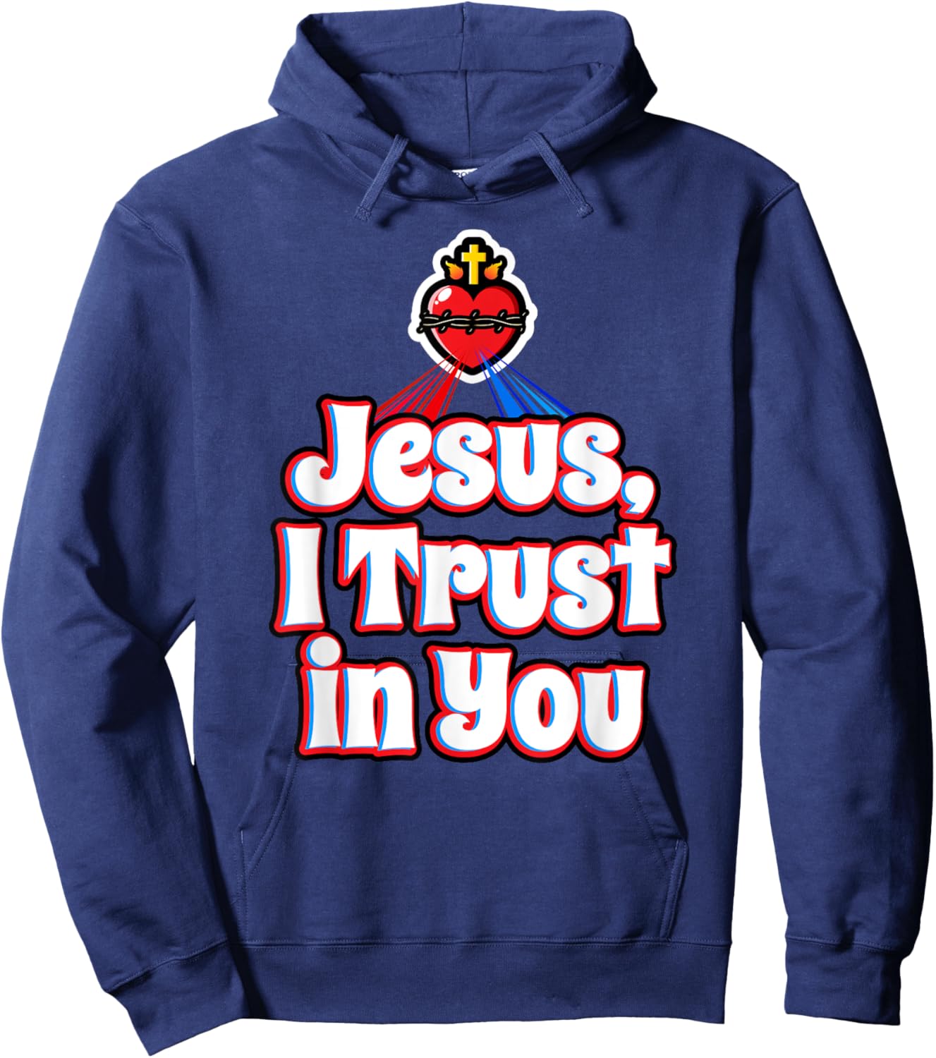 Divine Mercy for Kids Jesus I Trust in You Sacred Heart Cute Hoodie - Hoodie | Navy