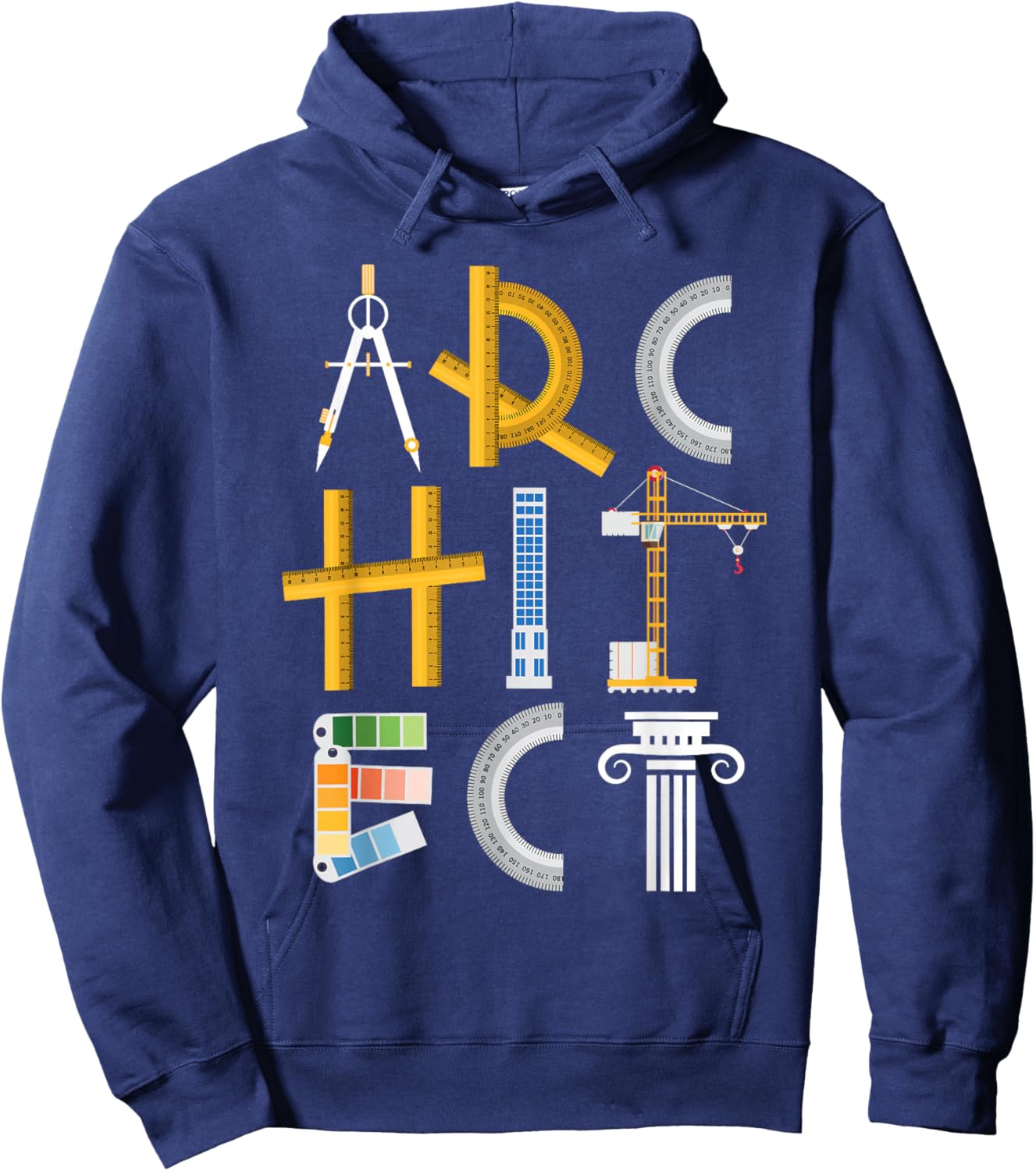 Architect - Artwork Drawing Design Architecture Construction Hoodie - Hoodie | Navy