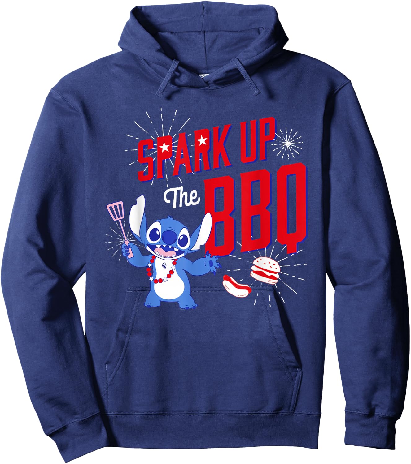 Disney Stitch Spark Up the BBQ 4th of July Cookout USA 250th Hoodie - Hoodie | Navy